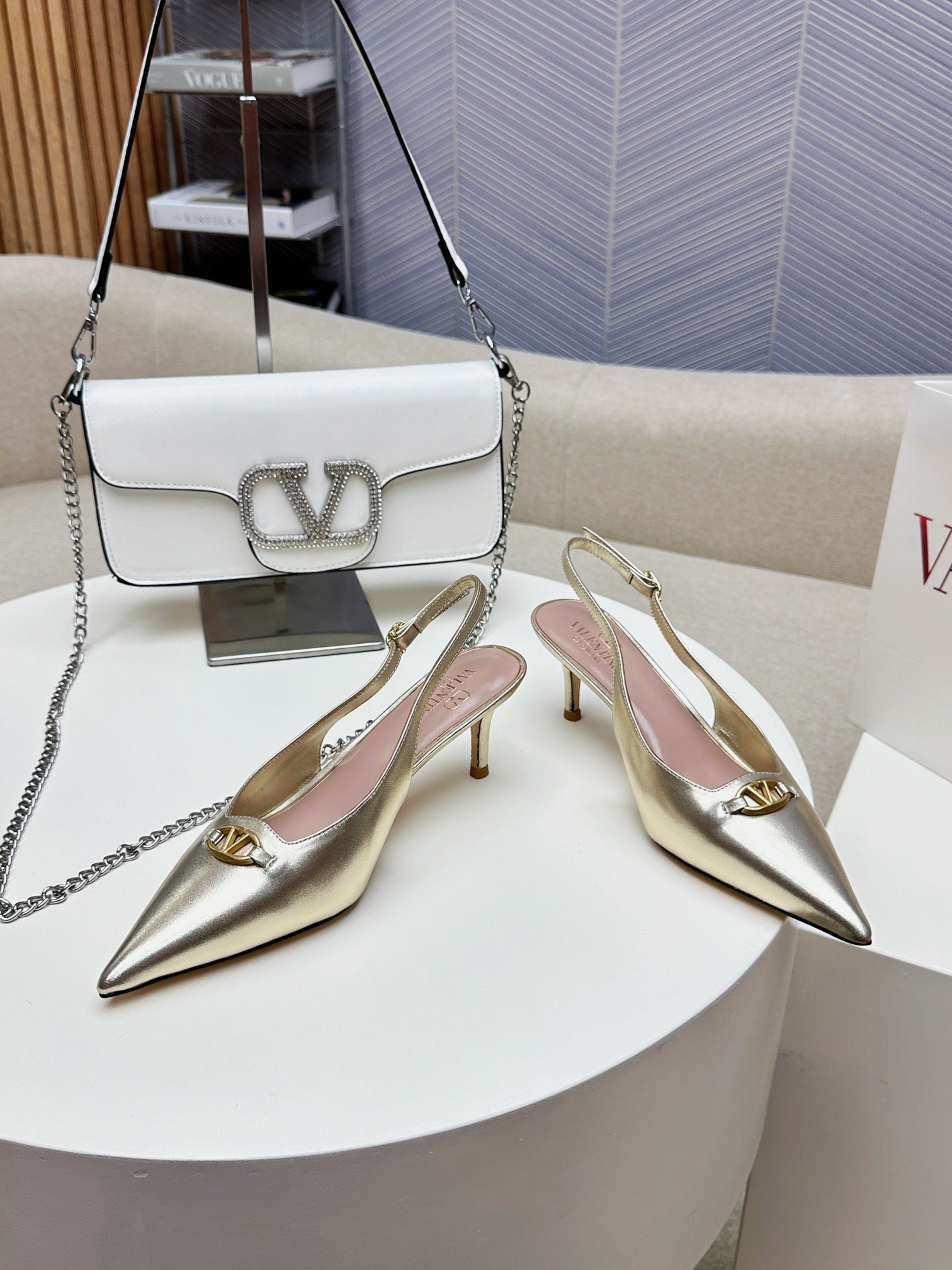 HIGH SLINGBACK 60MM IN GOLD CALFSKIN