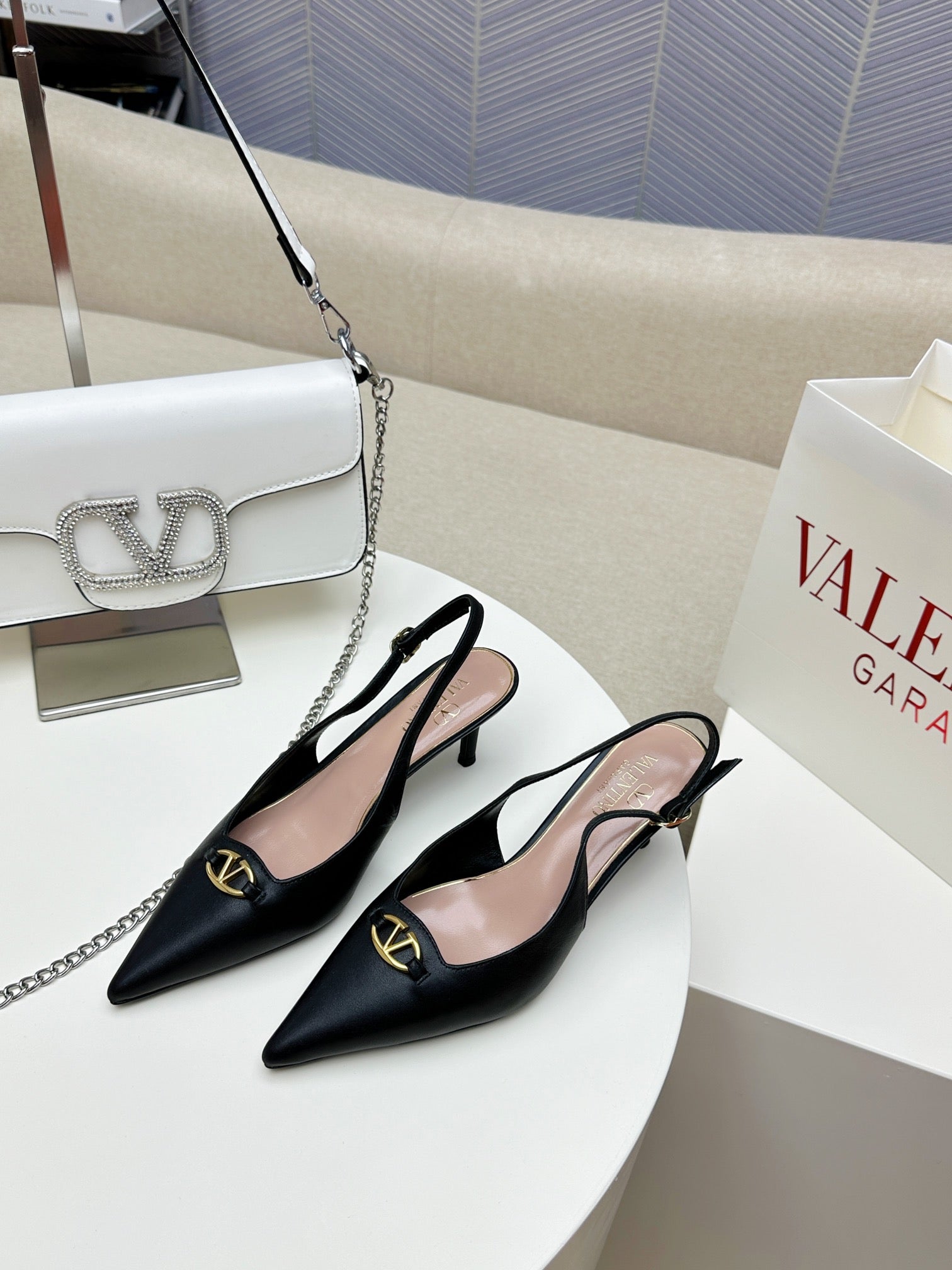 HIGH SLINGBACK 60MM IN BLACK CALFSKIN