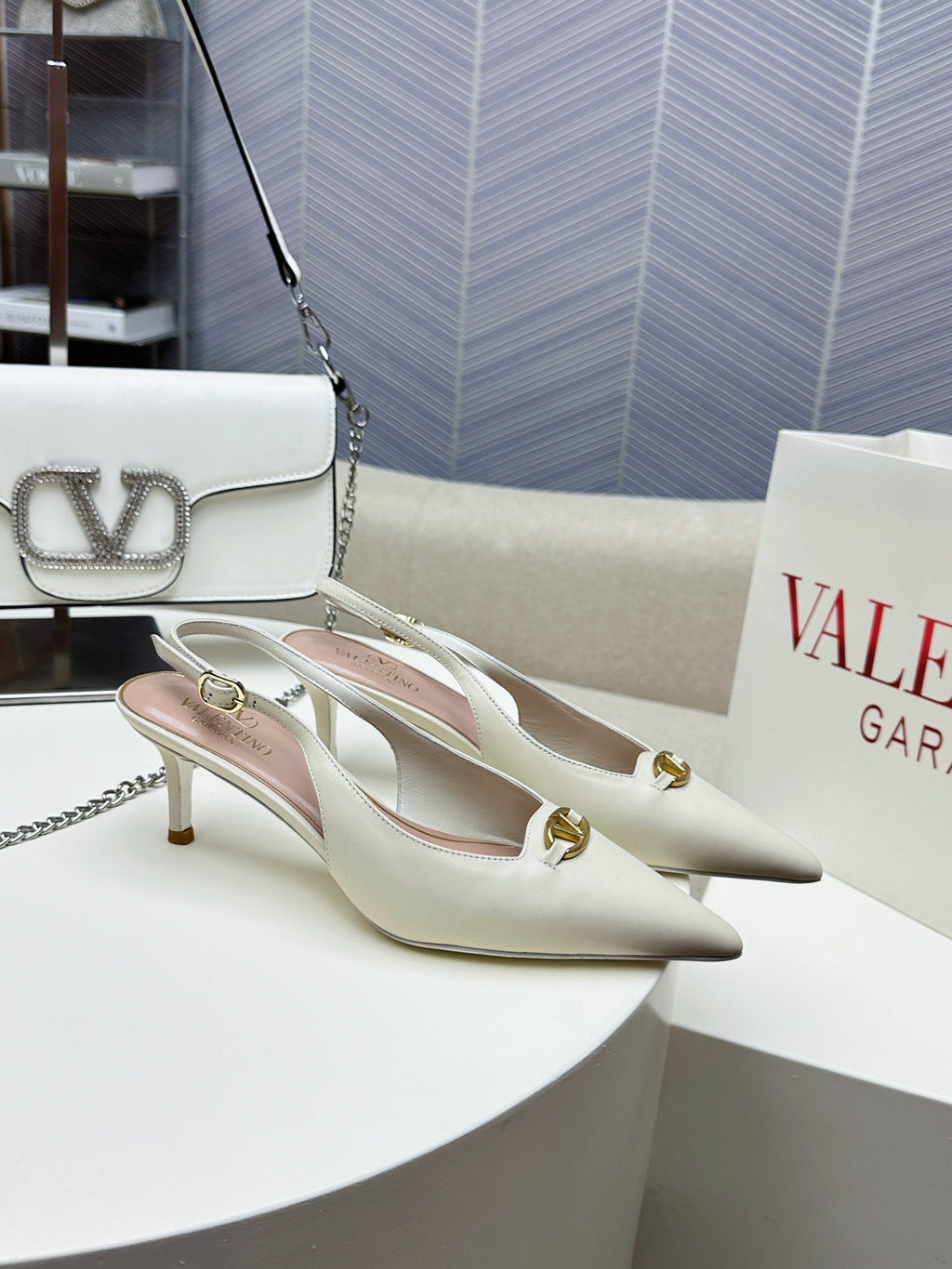 HIGH SLINGBACK 60MM IN WHITE CALFSKIN