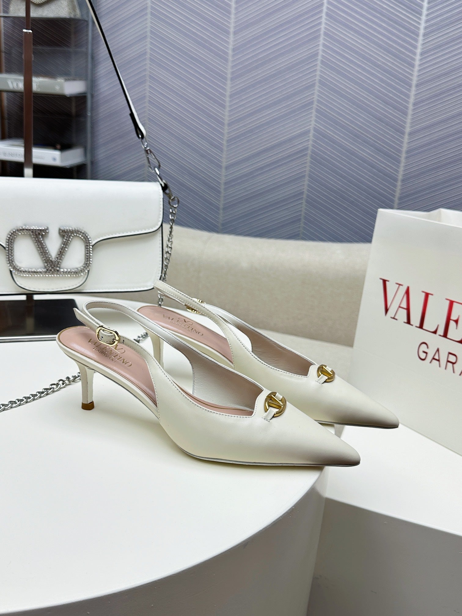 HIGH SLINGBACK 60MM IN WHITE CALFSKIN