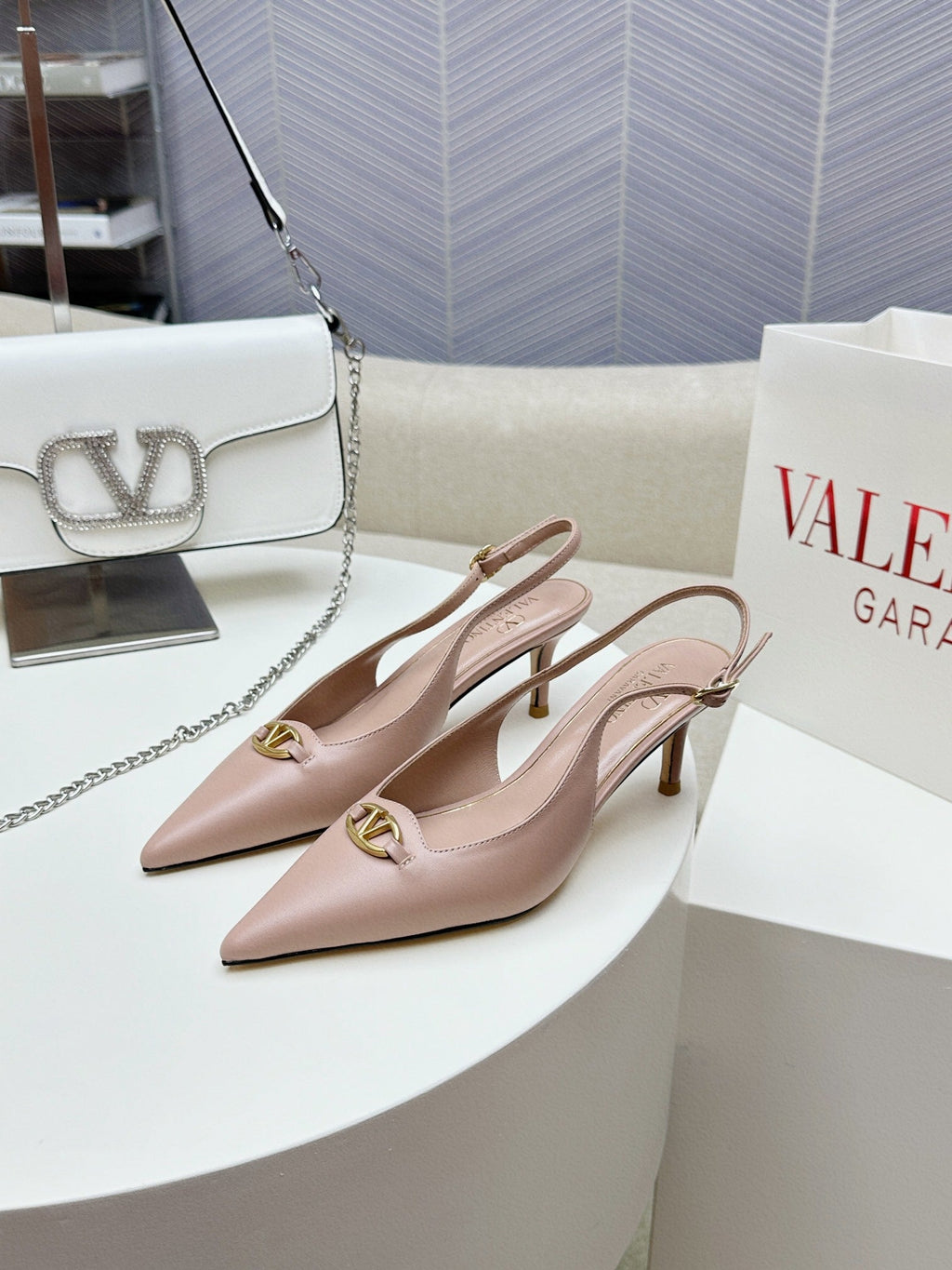 HIGH SLINGBACK 60MM IN BLUSH PINK CALFSKIN