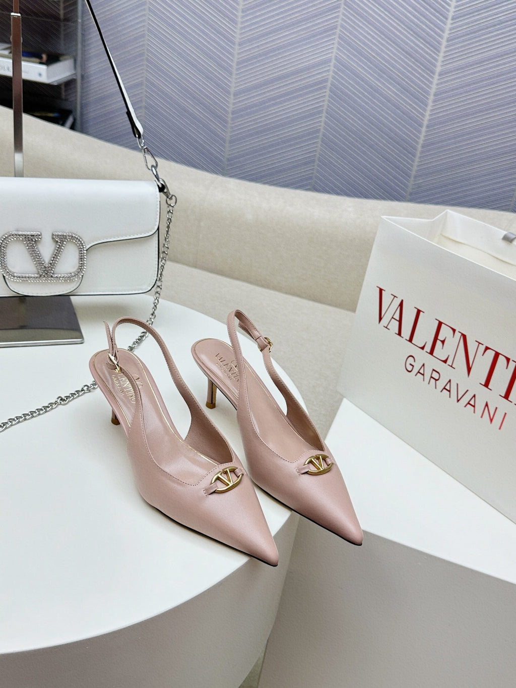 HIGH SLINGBACK 60MM IN BLUSH PINK CALFSKIN