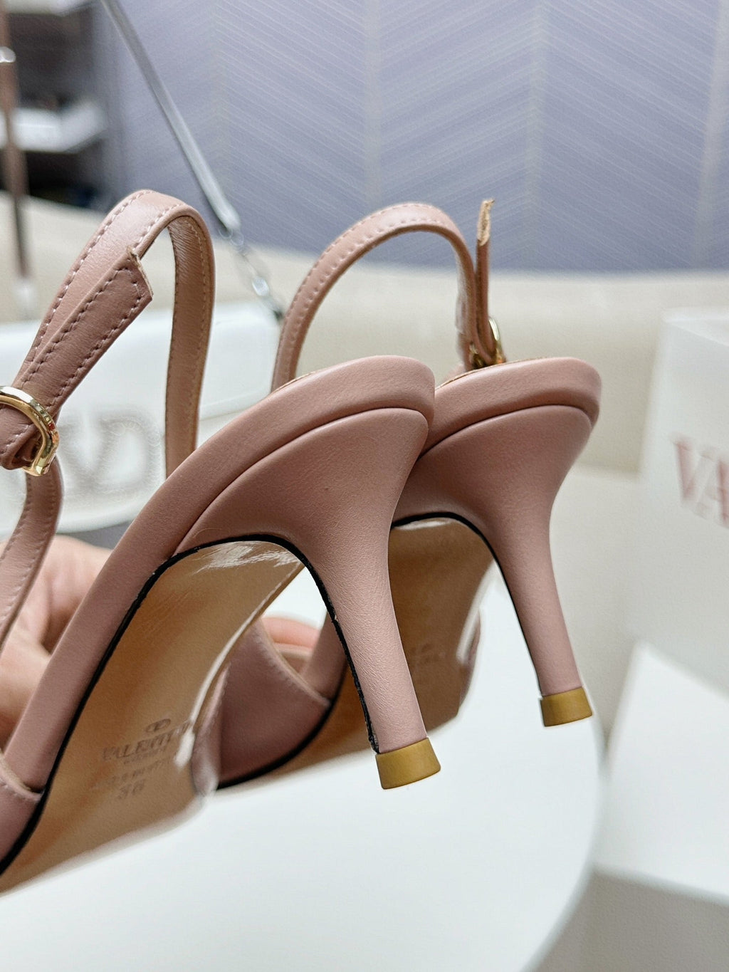 HIGH SLINGBACK 60MM IN BLUSH PINK CALFSKIN