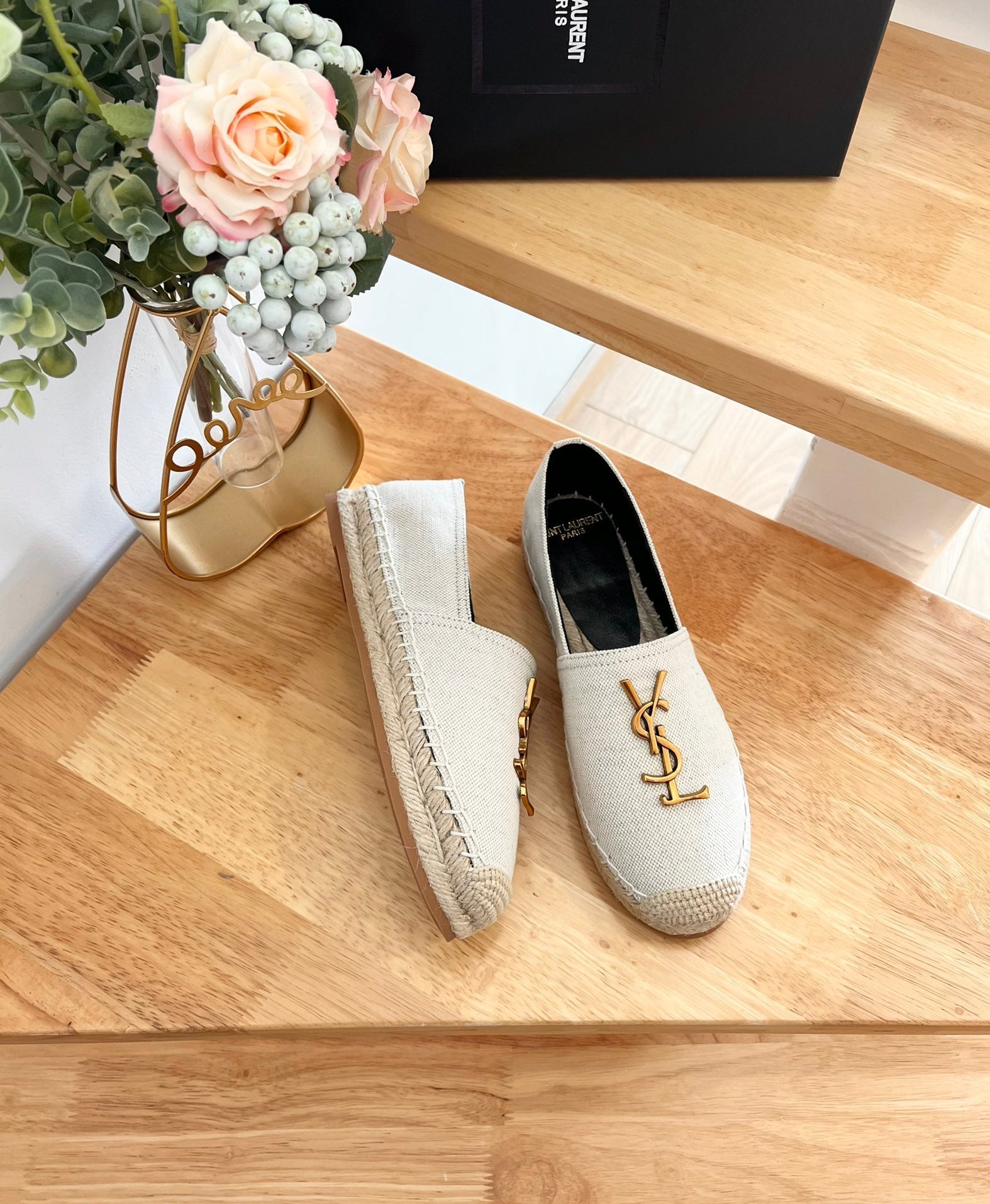 SL YVES LOGO SLIP ON CREAMY WHITE CANVAS