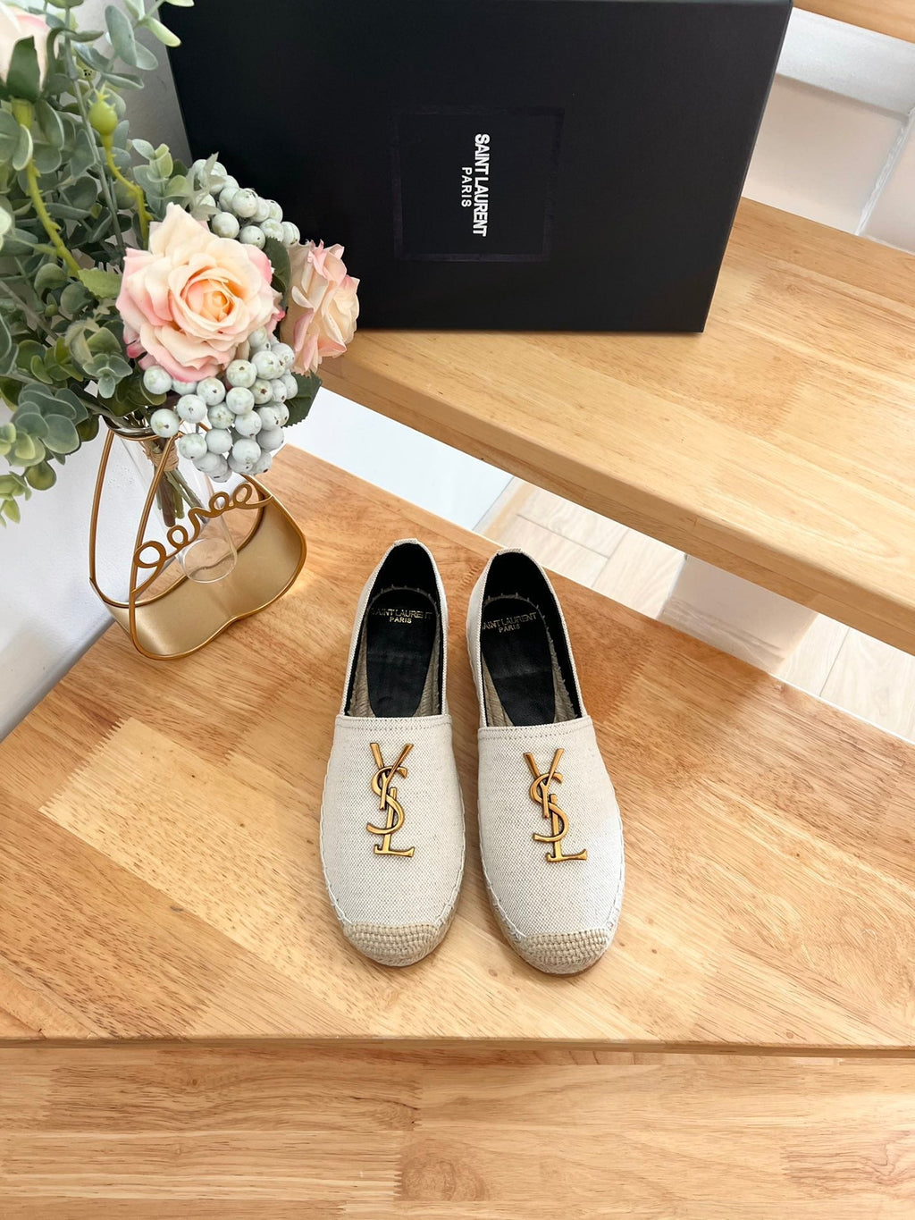 SL YVES LOGO SLIP ON CREAMY WHITE CANVAS
