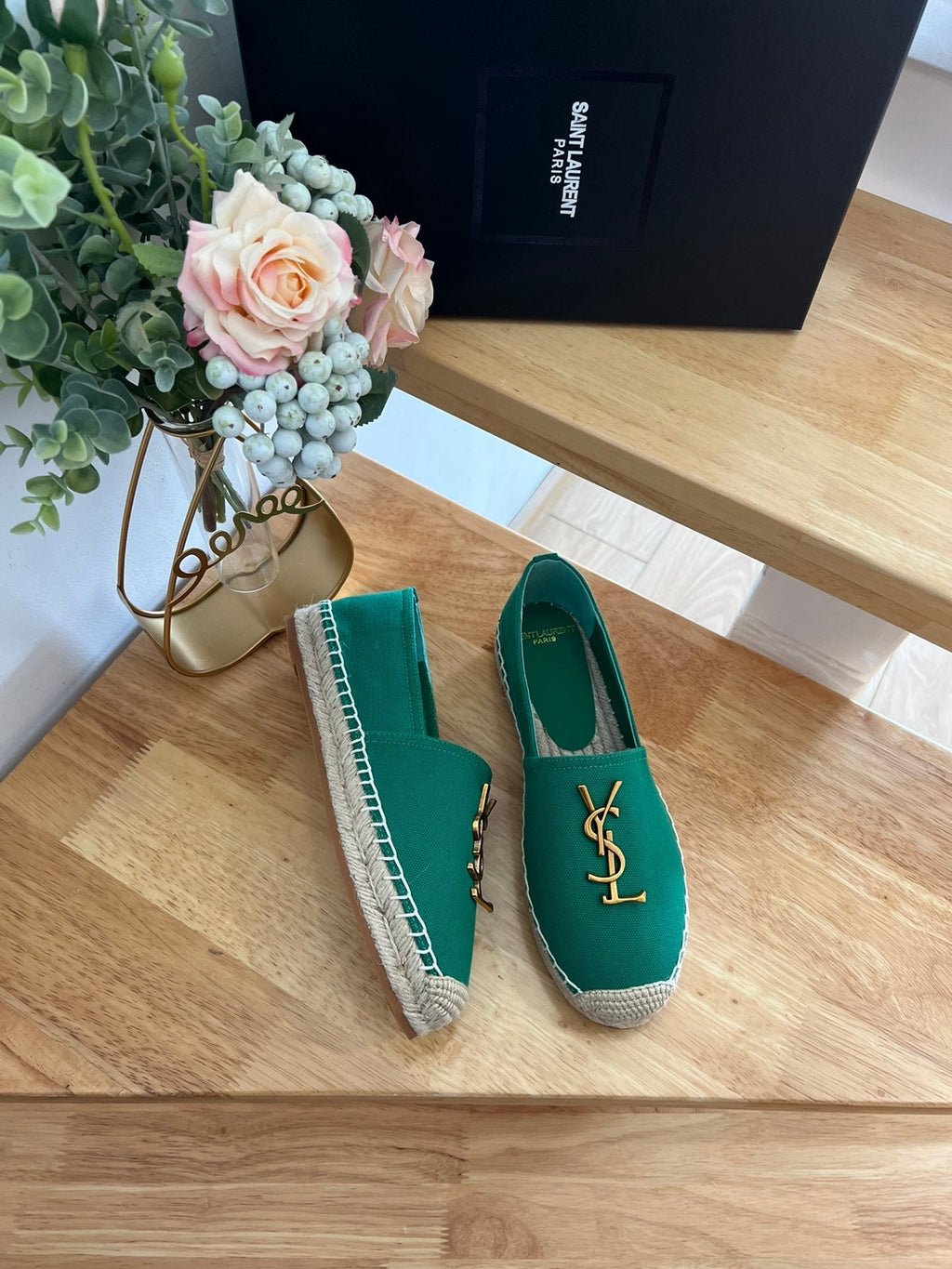 SL YVES LOGO SLIP ON DARK GREEN CANVAS