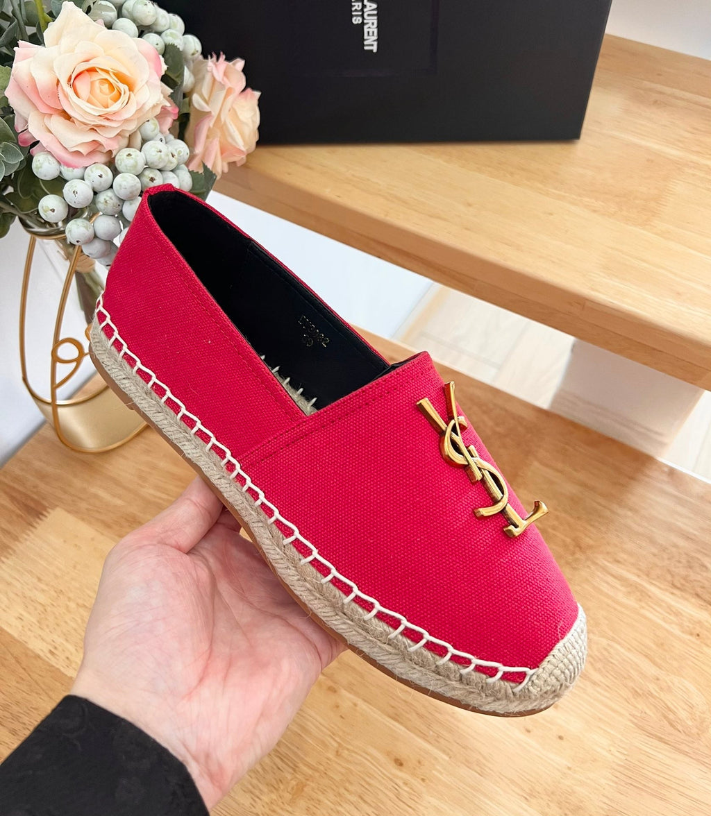 SL YVES LOGO SLIP ON RED CANVAS