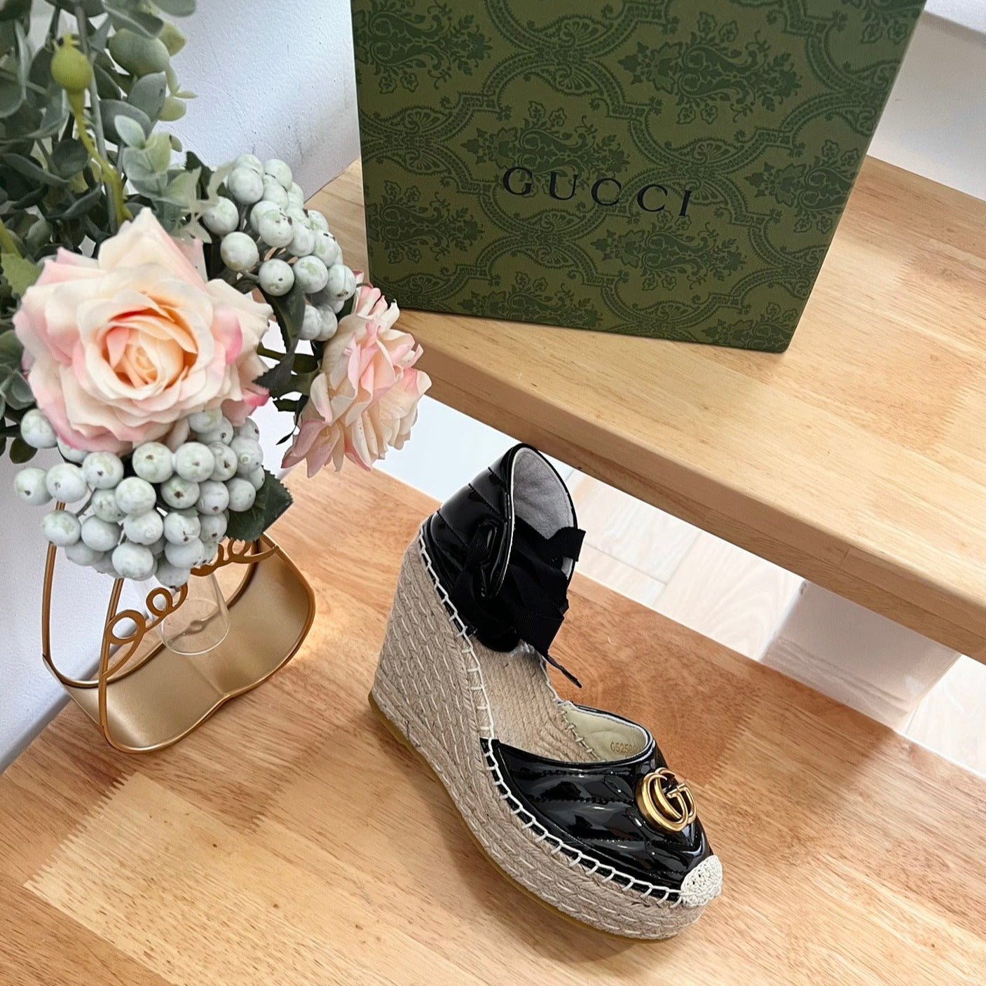 GG  Crochet platform Espadrilles Blush Black