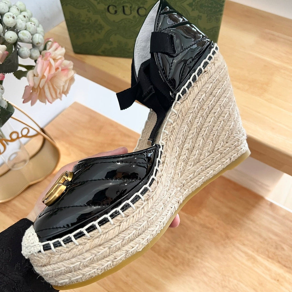 GG  Crochet platform Espadrilles Blush Black