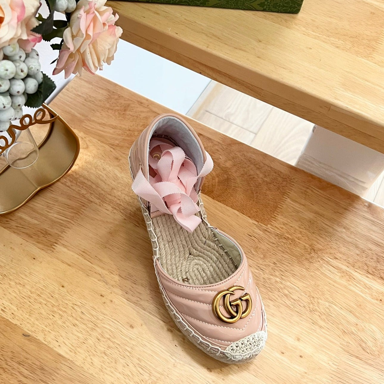 GG  Crochet platform Espadrilles Blush Pink