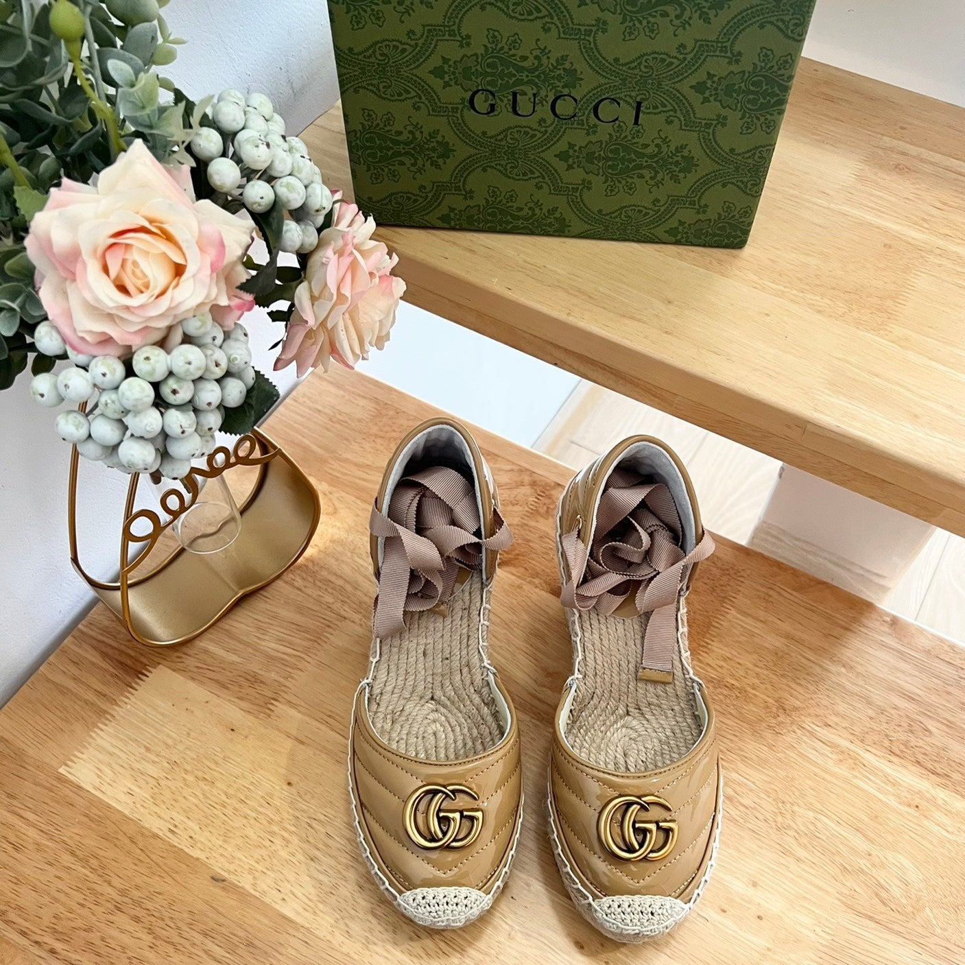 GG  Crochet platform Espadrilles Saddle Brown