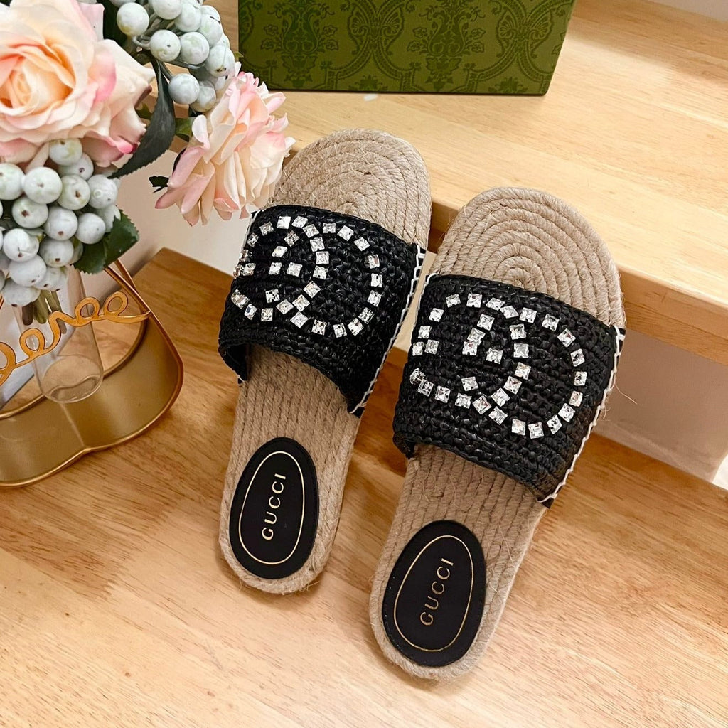GG  Casual Style Logo Sandals Black