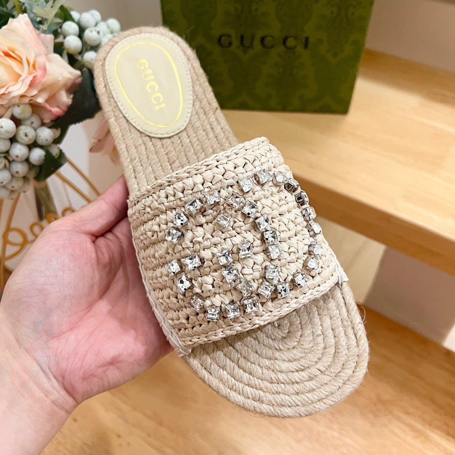 GG  Casual Style Logo Sandals Beige