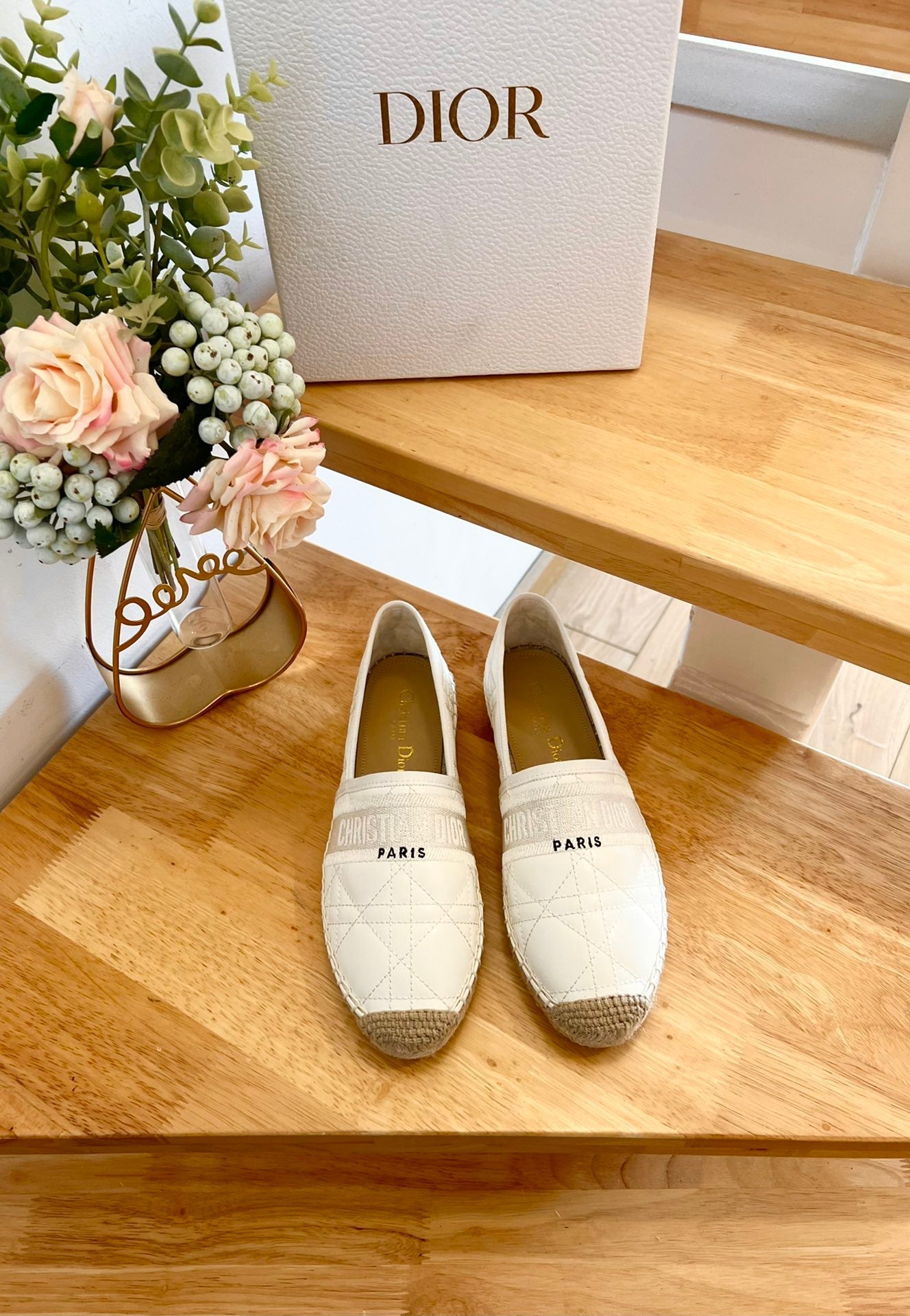 GRANVILLE ESPADRILLE WHITE QUILTED CANNAGE CALFSKIN