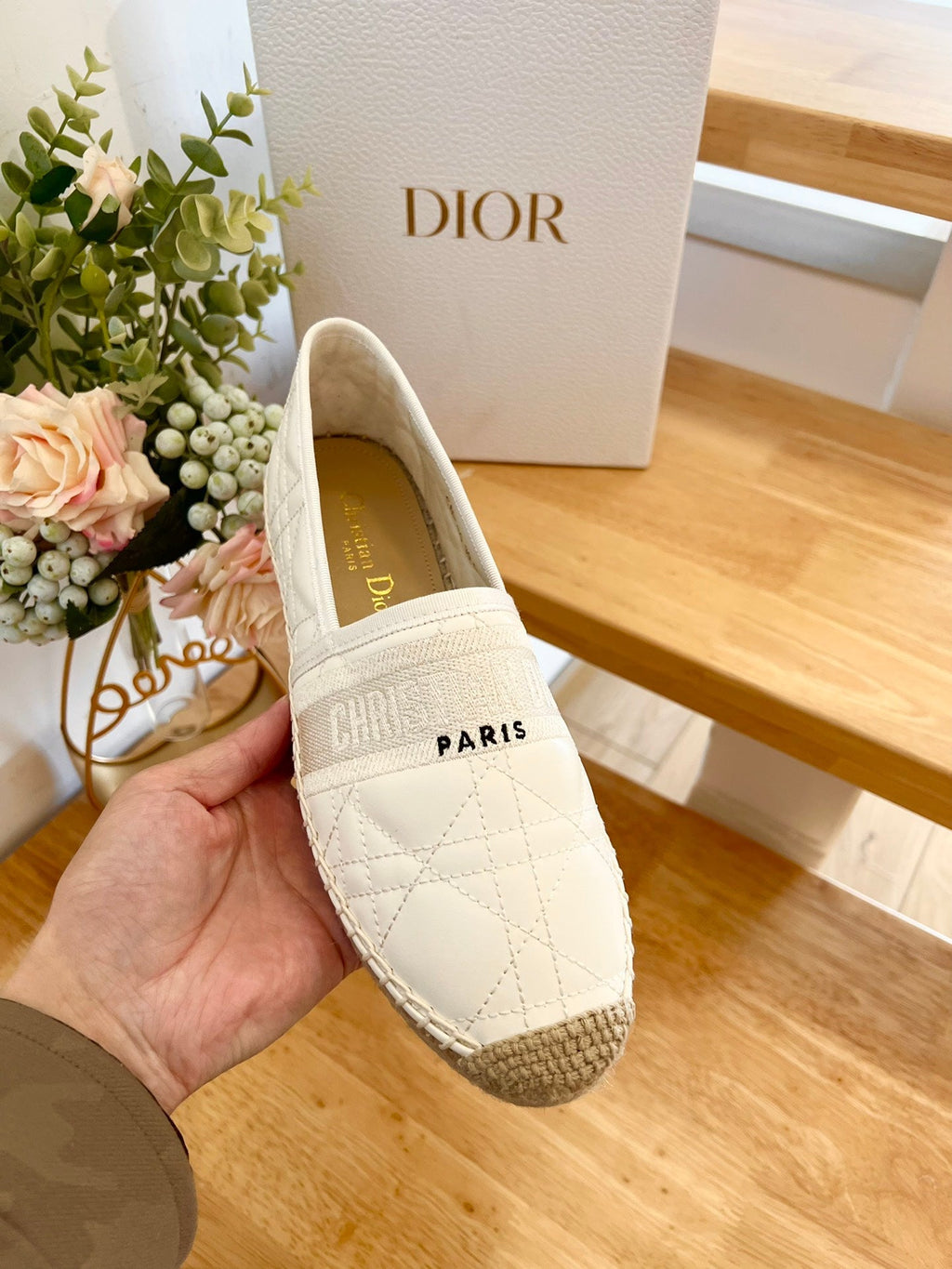 GRANVILLE ESPADRILLE WHITE QUILTED CANNAGE CALFSKIN