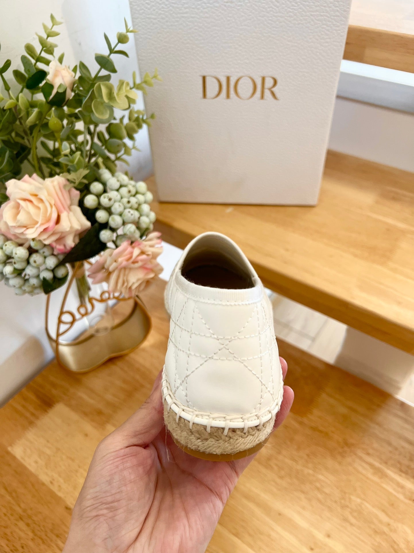 GRANVILLE ESPADRILLE WHITE QUILTED CANNAGE CALFSKIN