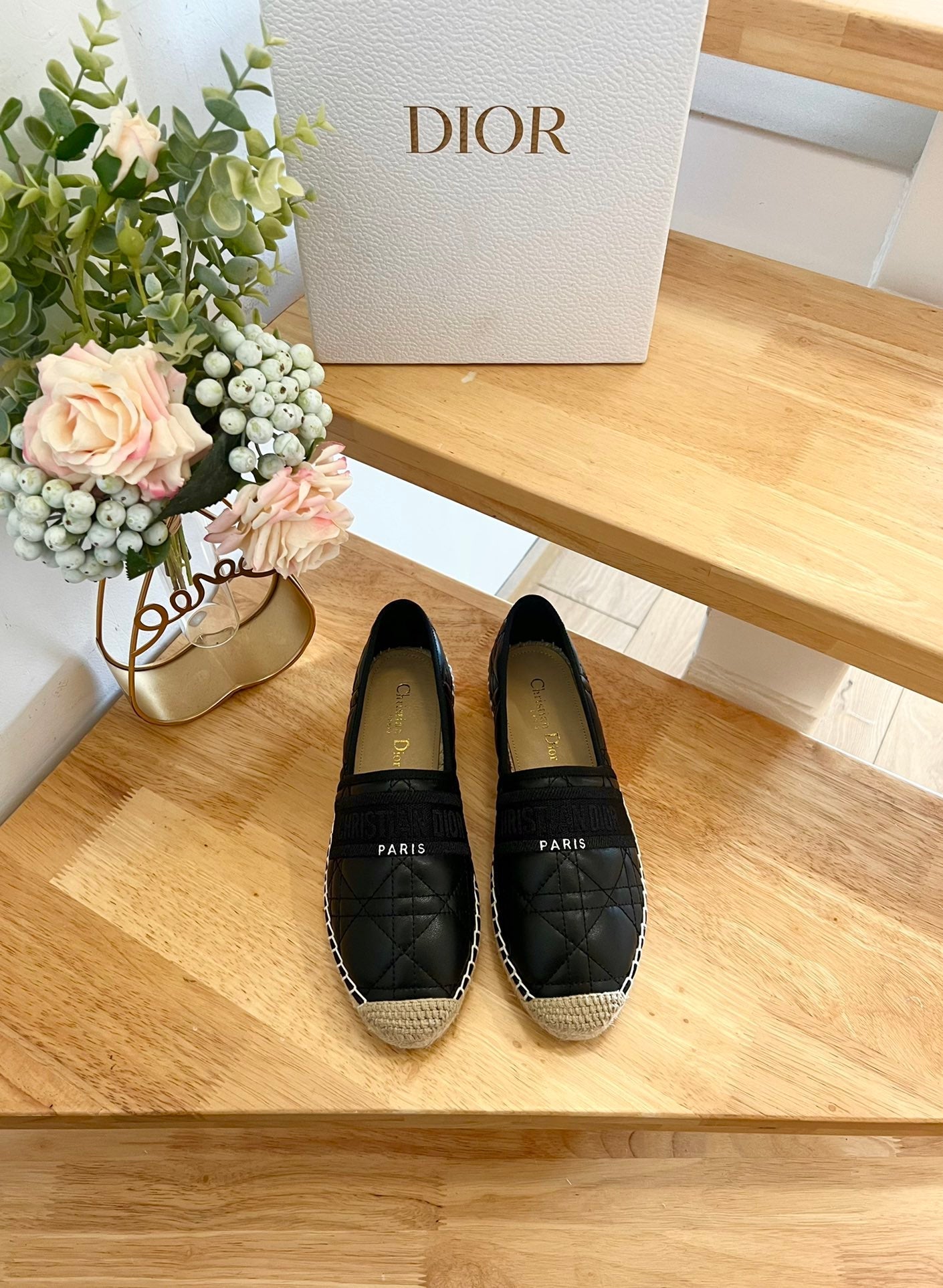 GRANVILLE ESPADRILLE BLACK QUILTED CANNAGE CALFSKIN