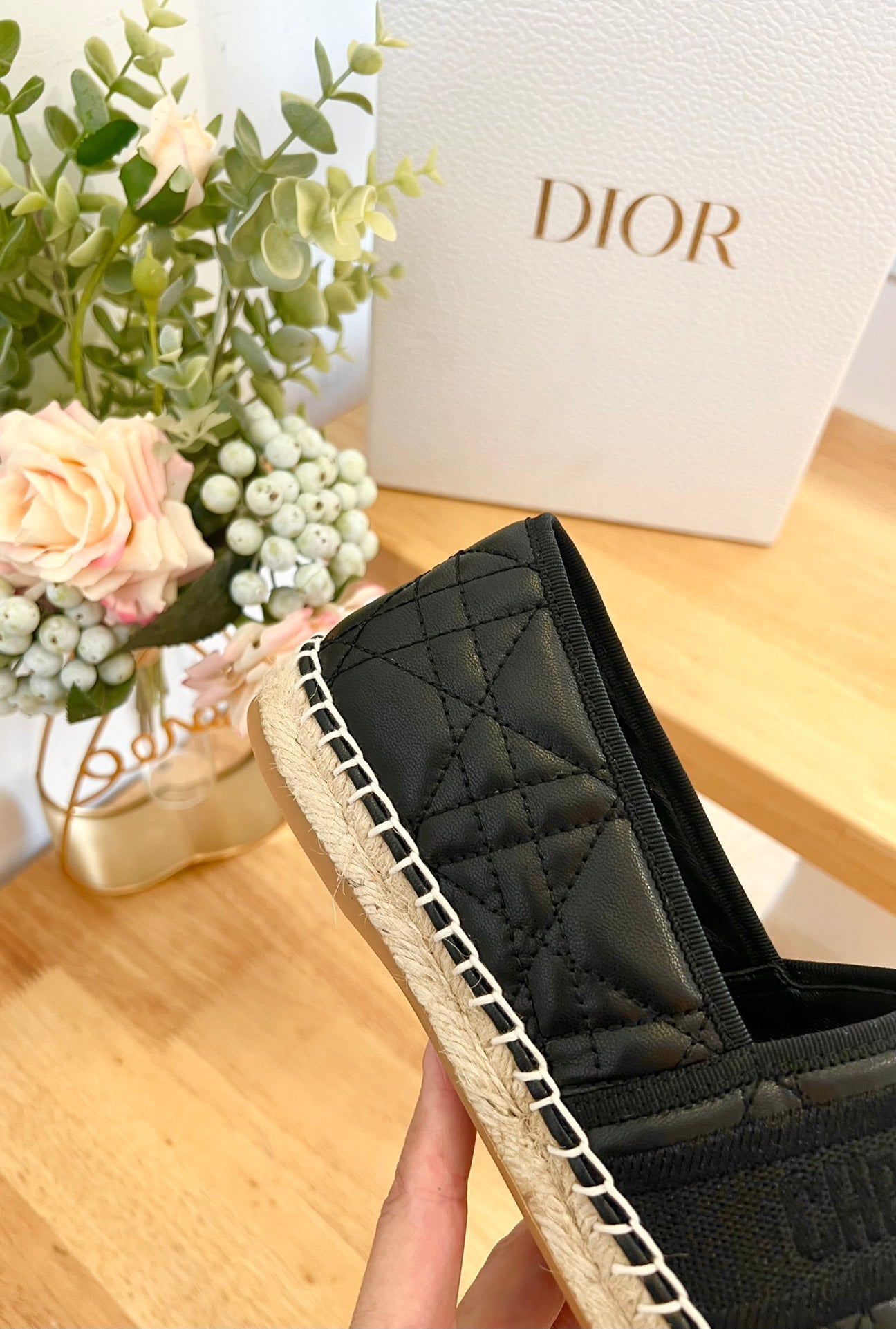 GRANVILLE ESPADRILLE BLACK QUILTED CANNAGE CALFSKIN