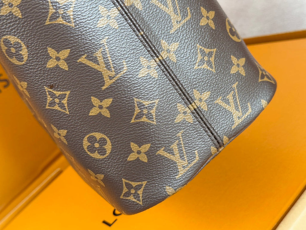 NEVERFULL INSIDE OUT MM BAG 31 IN BROWN MONOGRAM COATED CANVAS AND CALFSKIN