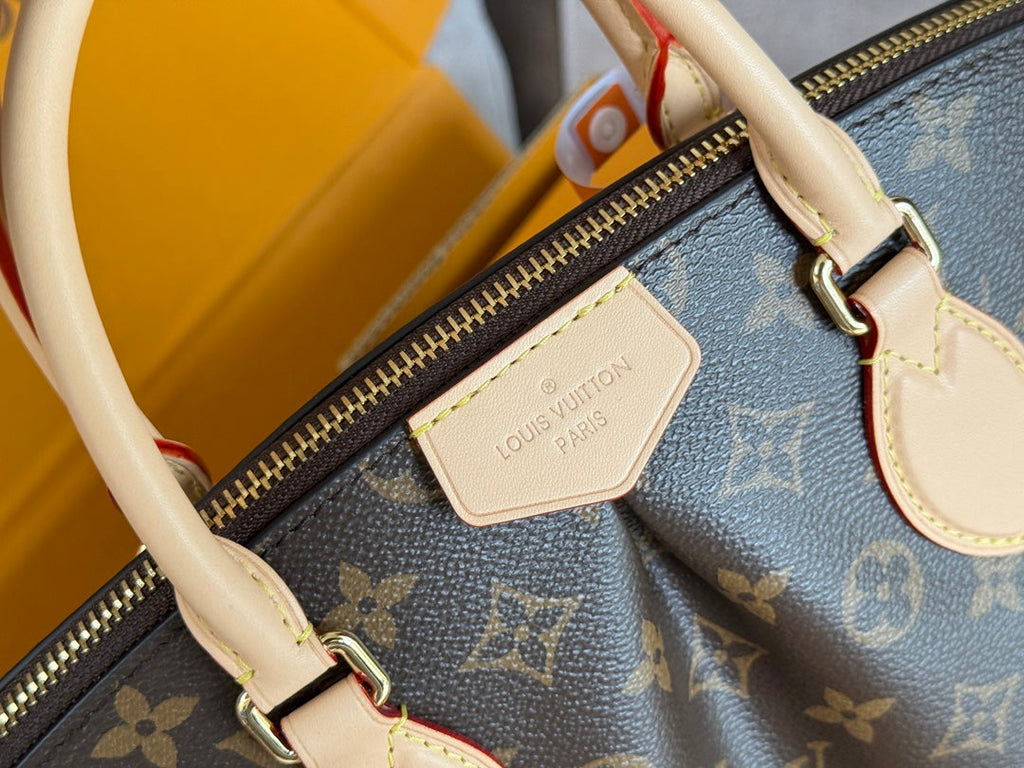 LV 25S BOÉTIE TOTE 25 IN BROWN MONOGRAM COATED CANVAS AND CALFSKIN GOLD HARDWARE