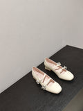 MINI TRES VIVIER STRASS BUCKLE BABIES BALLERINAS IN OFF WHITE PATENT CALFSKIN
