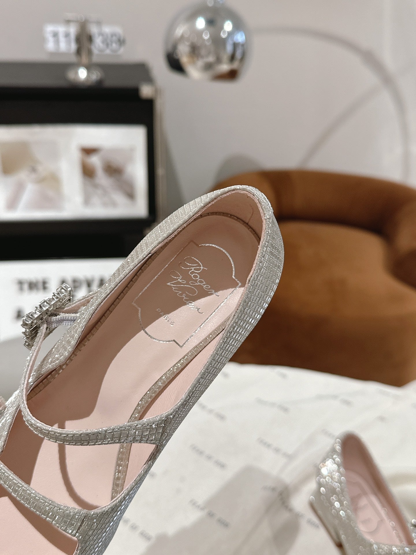 MINI TRES VIVIER STRASS BUCKLE BABIES BALLERINAS IN BEIGE CALFSKIN FULLY EMBELLISHED CRYSTALS