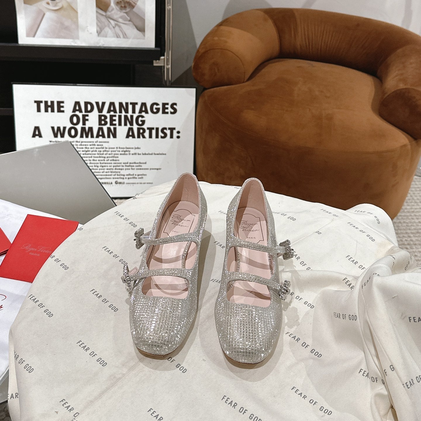 MINI TRES VIVIER STRASS BUCKLE BABIES BALLERINAS IN BEIGE CALFSKIN FULLY EMBELLISHED CRYSTALS