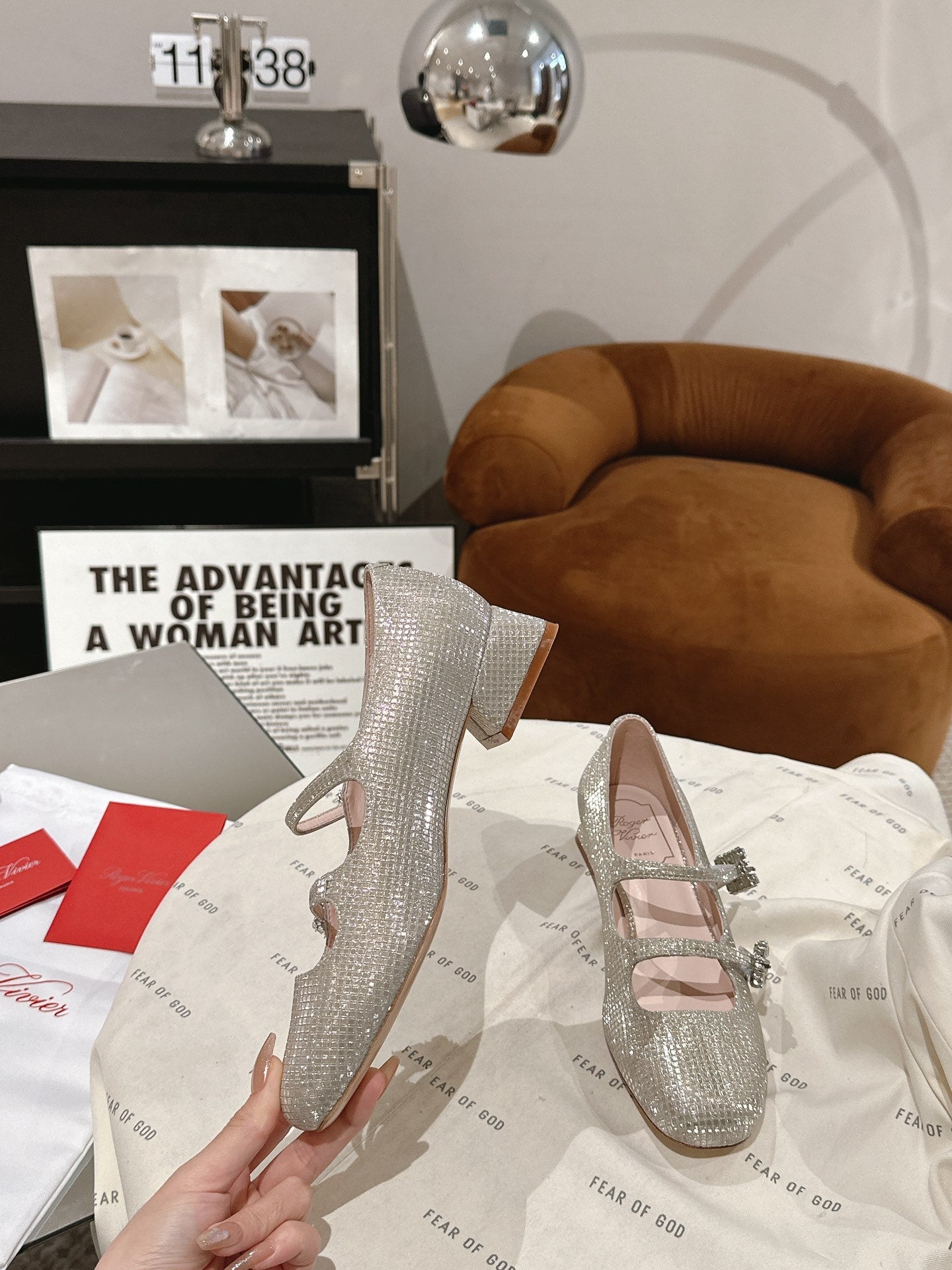 MINI TRES VIVIER STRASS BUCKLE BABIES BALLERINAS IN BEIGE CALFSKIN FULLY EMBELLISHED CRYSTALS