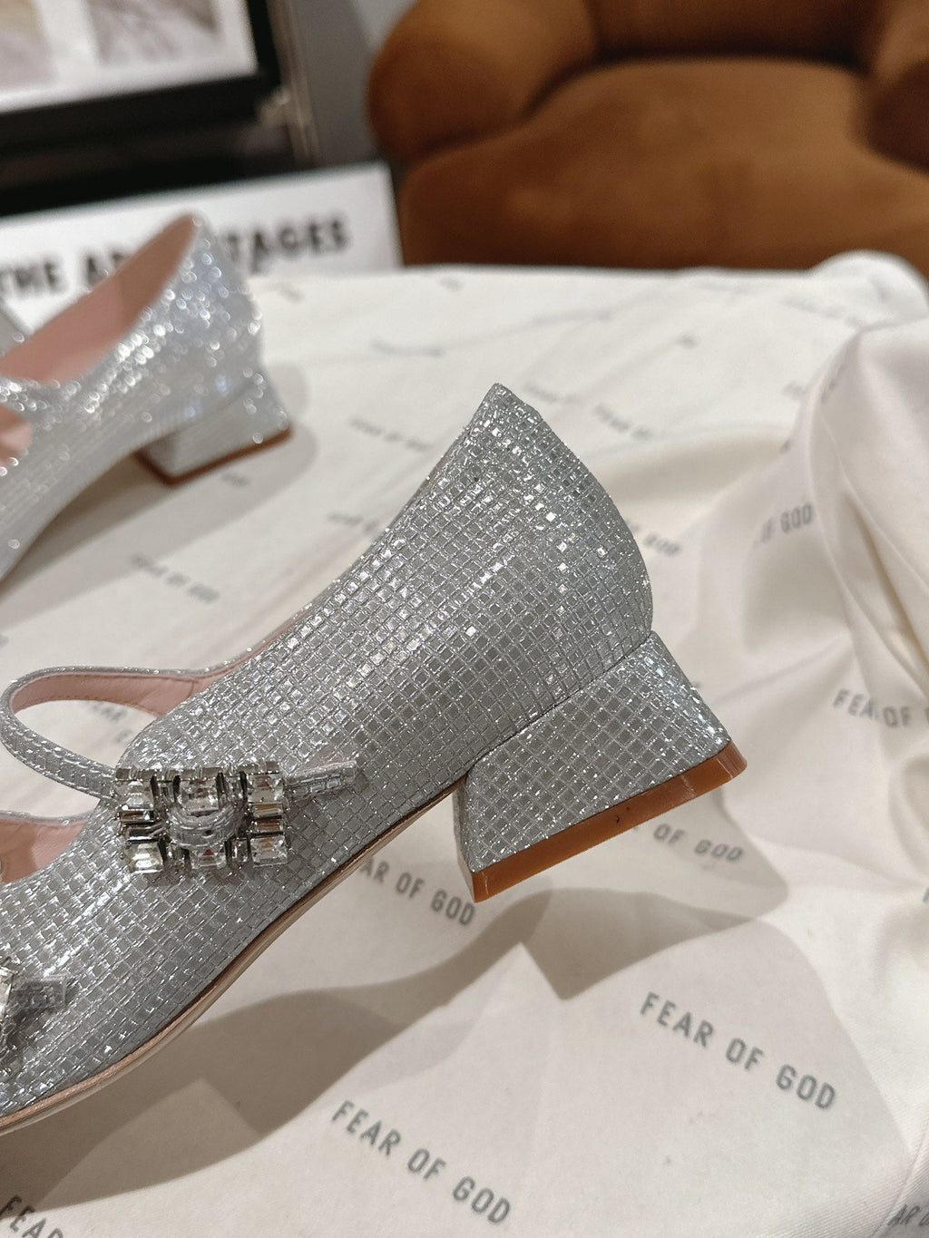 MINI TRES VIVIER STRASS BUCKLE BABIES BALLERINAS IN SILVER CALFSKIN FULLY EMBELLISHED CRYSTALS