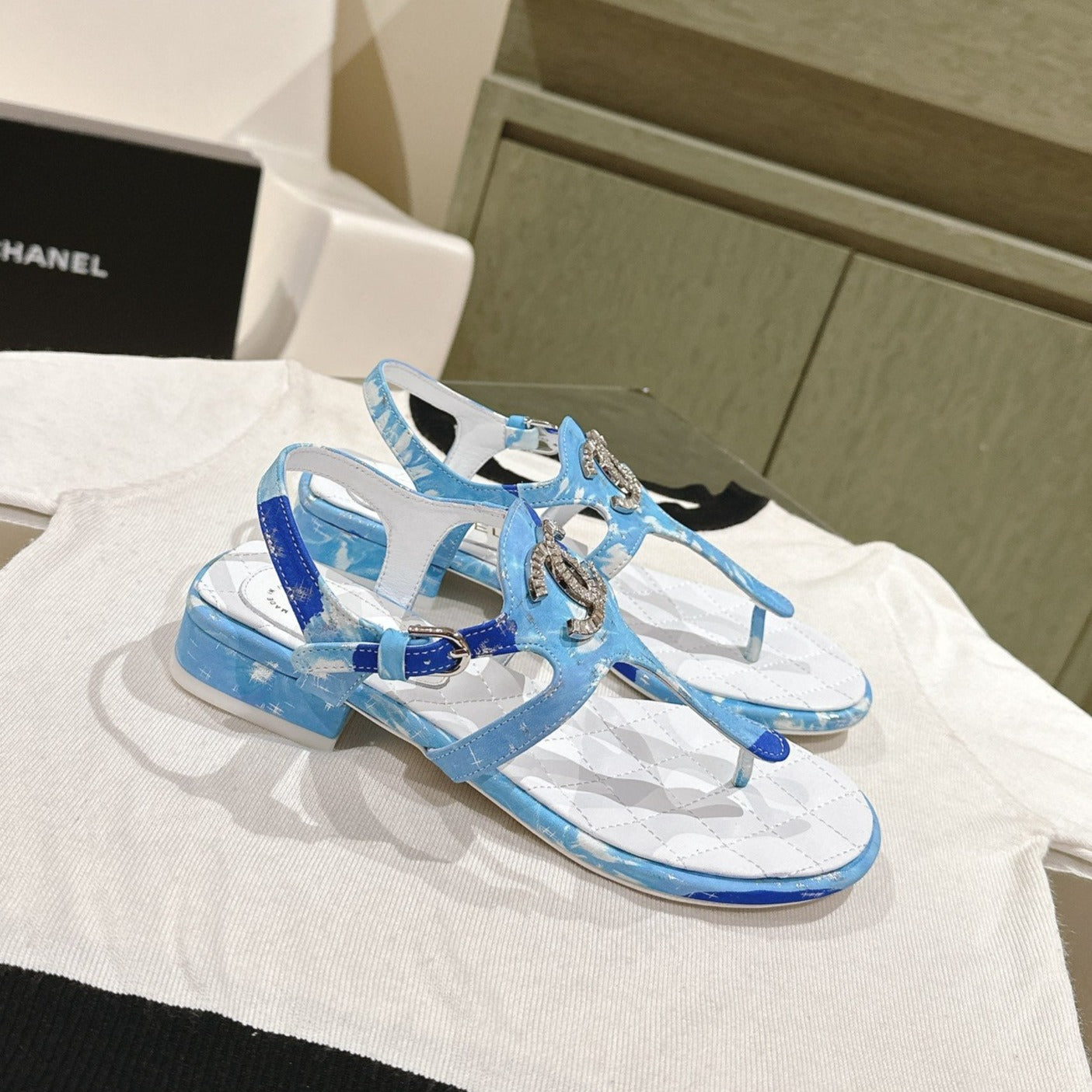 Chanel Velvet sandal blue