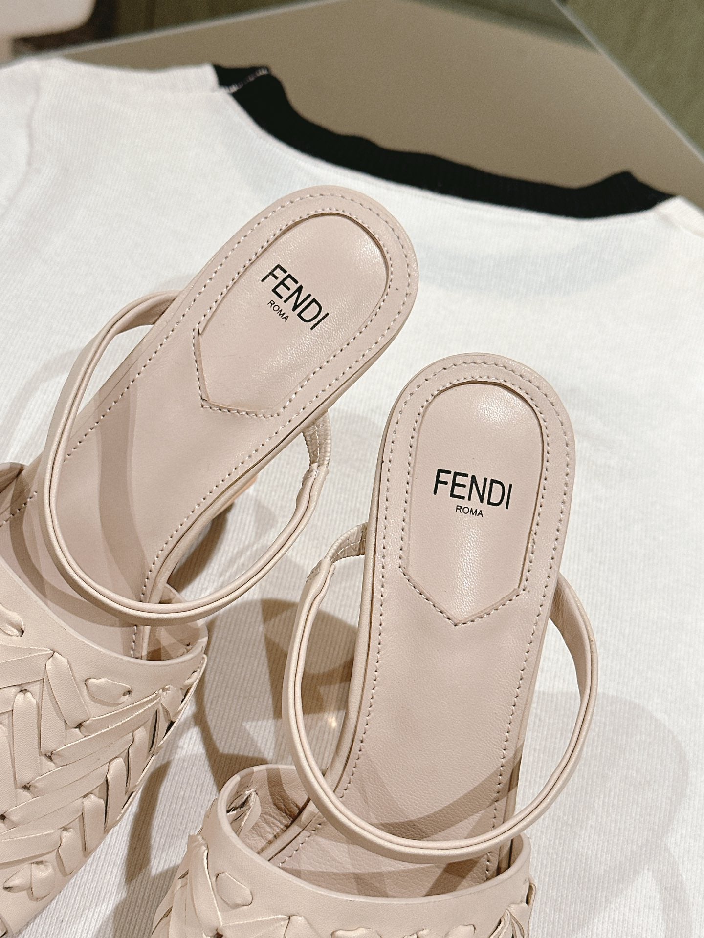 FENDI FIRST HIGH-HEELED SANDALS 85 MM IN BEIGE LAMBSKIN GOLD HARDWARE