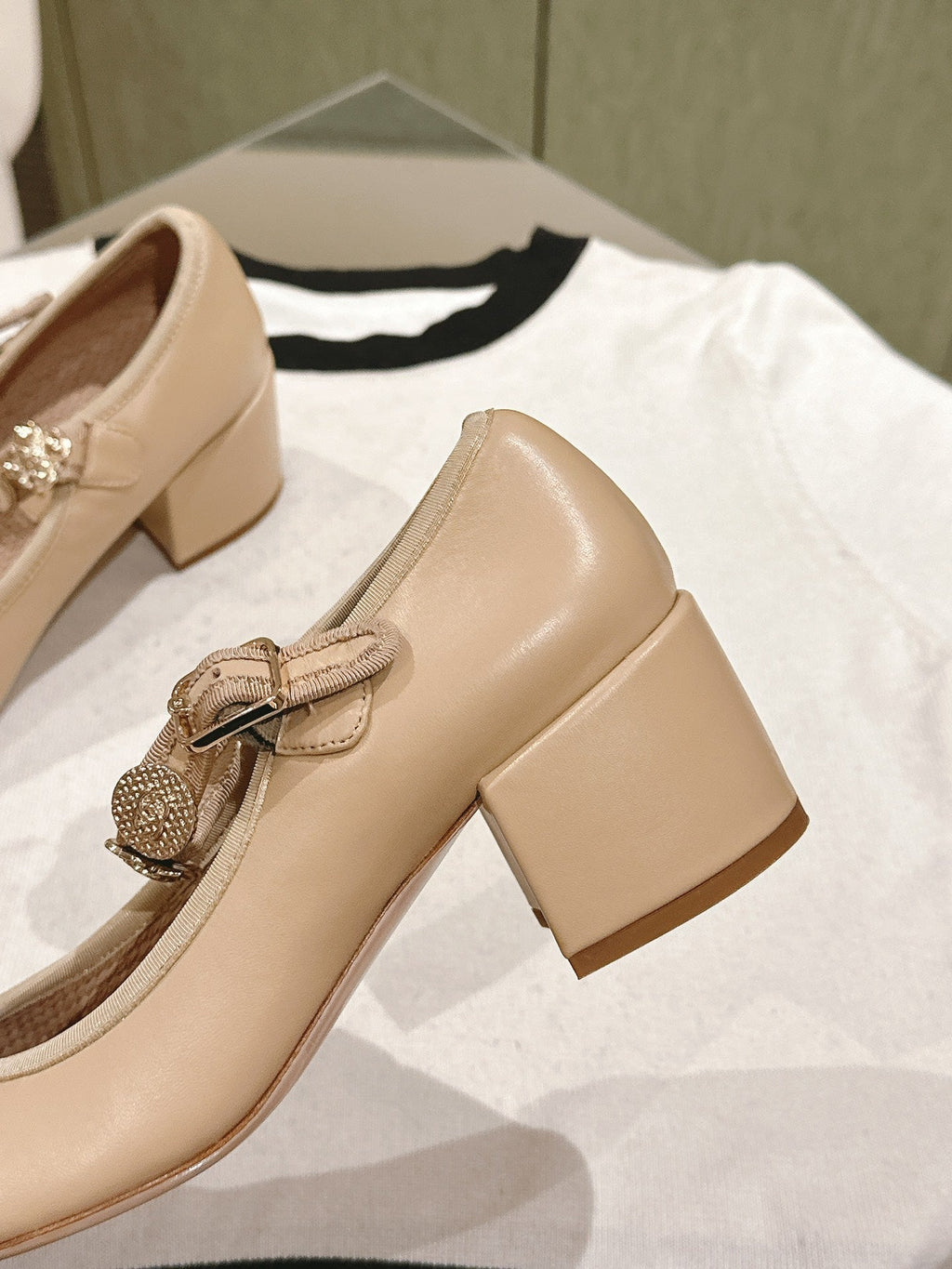 CC HIGH MARY JANE ALMOND BEIGE LAMBSKIN