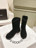 CC SHORT BOOTS BLACK SUEDE CALFSKIN