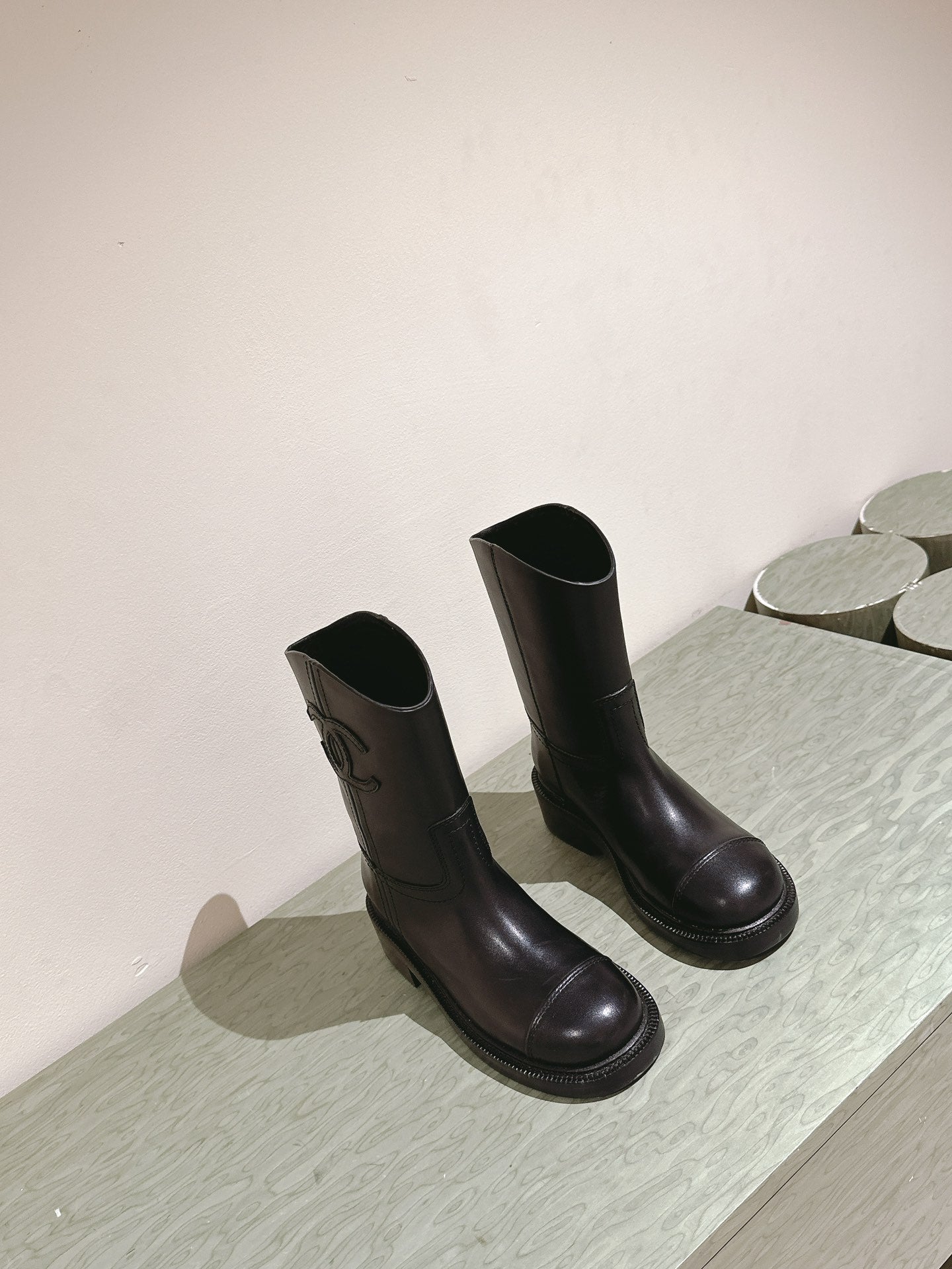 CC SHORT BOOTS BLACK CALFSKIN