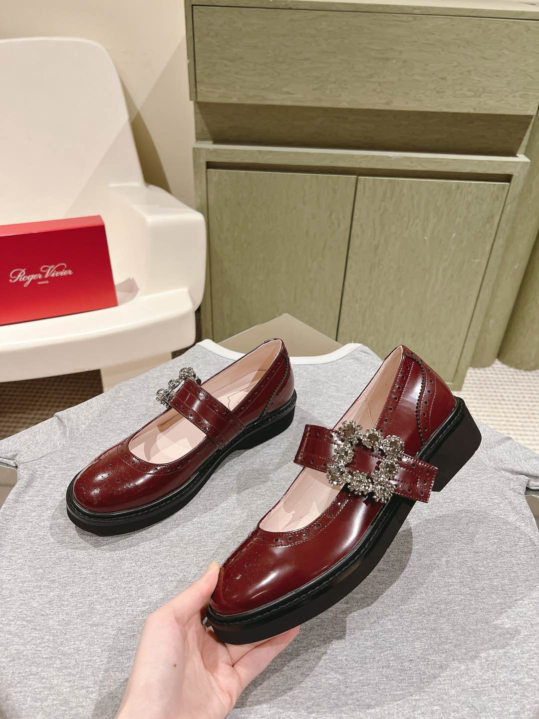VIV' RANGERS MARY JANES IN BURGUNDY RED CALFSKIN