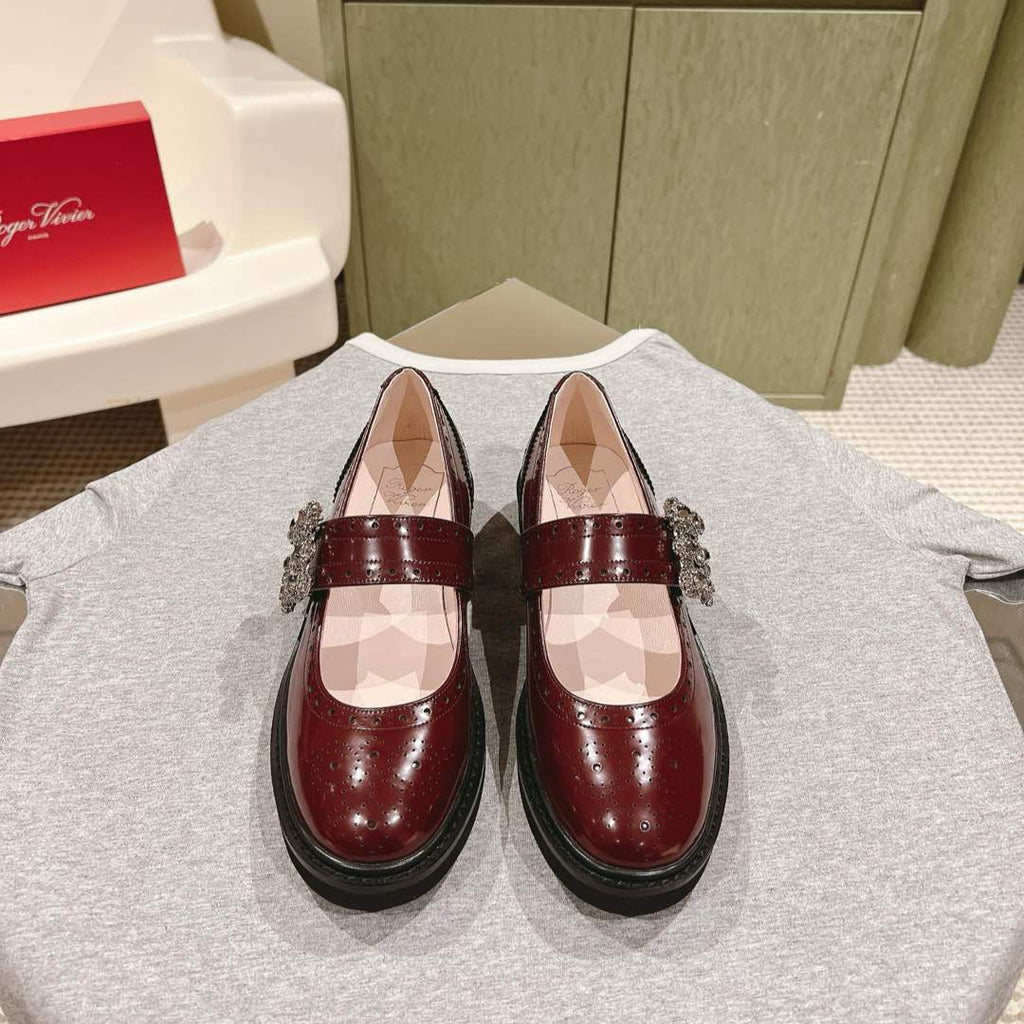 VIV' RANGERS MARY JANES IN BURGUNDY RED CALFSKIN