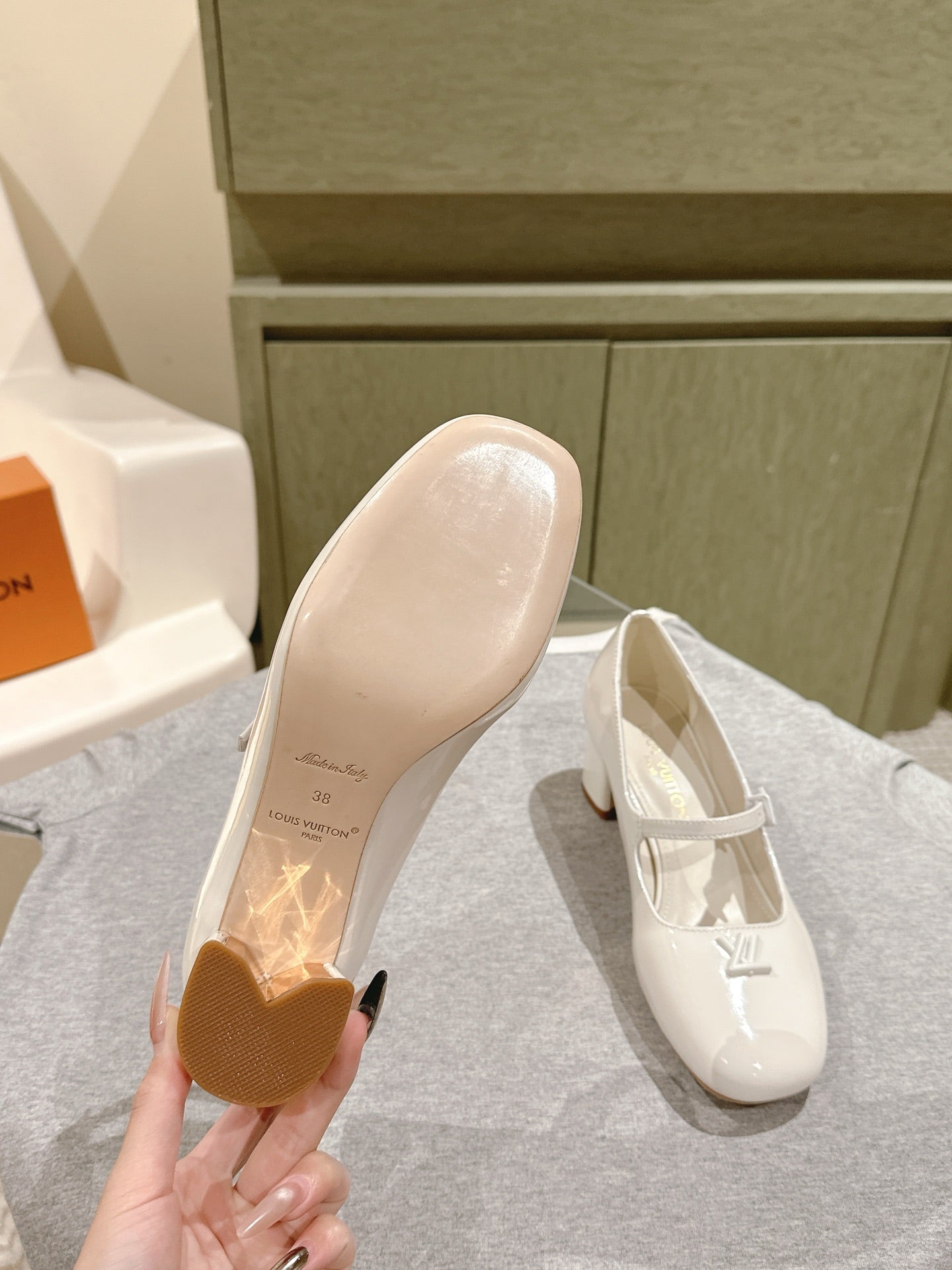 SWING HIGH MARY JANE 55 MM IN WHITE PATENT CALFSKIN