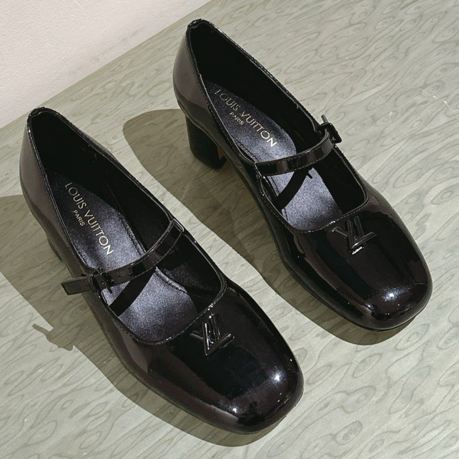 SWING HIGH MARY JANE 55 MM IN BLACK PATENT CALFSKIN