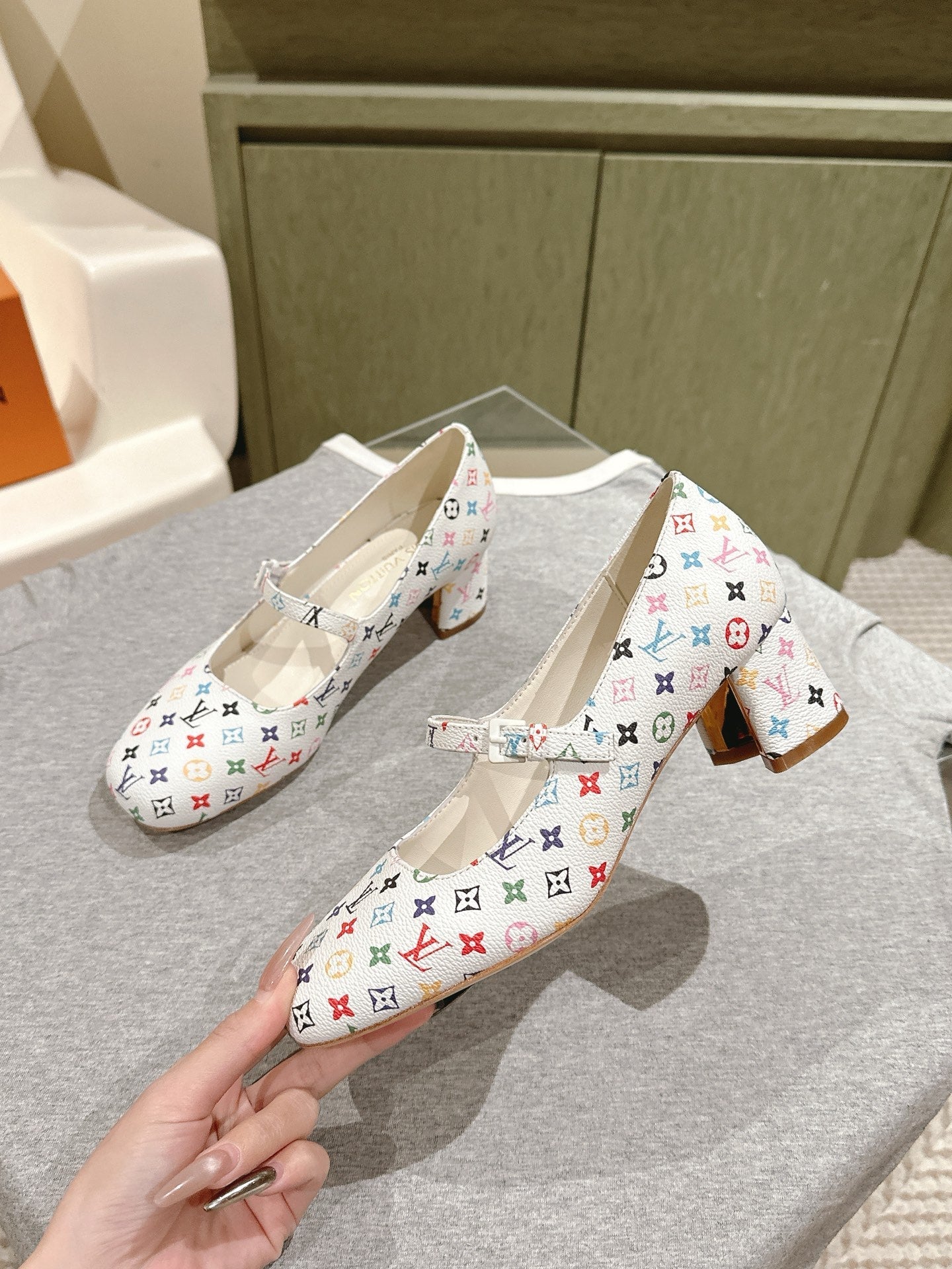 SWING HIGH MARY JANE 55 MM IN WHITE MONOGRAM CALFSKIN