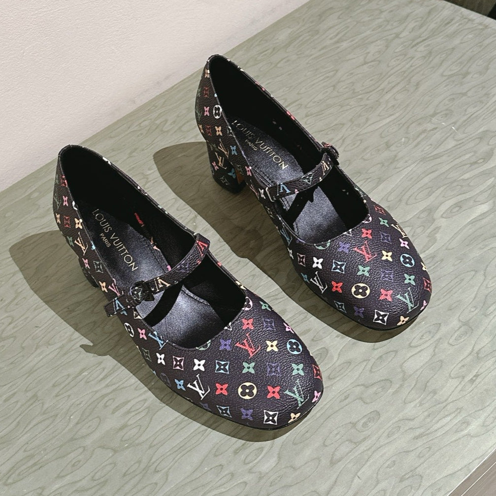 SWING HIGH MARY JANE 55 MM IN BLACK MONOGRAM CALFSKIN