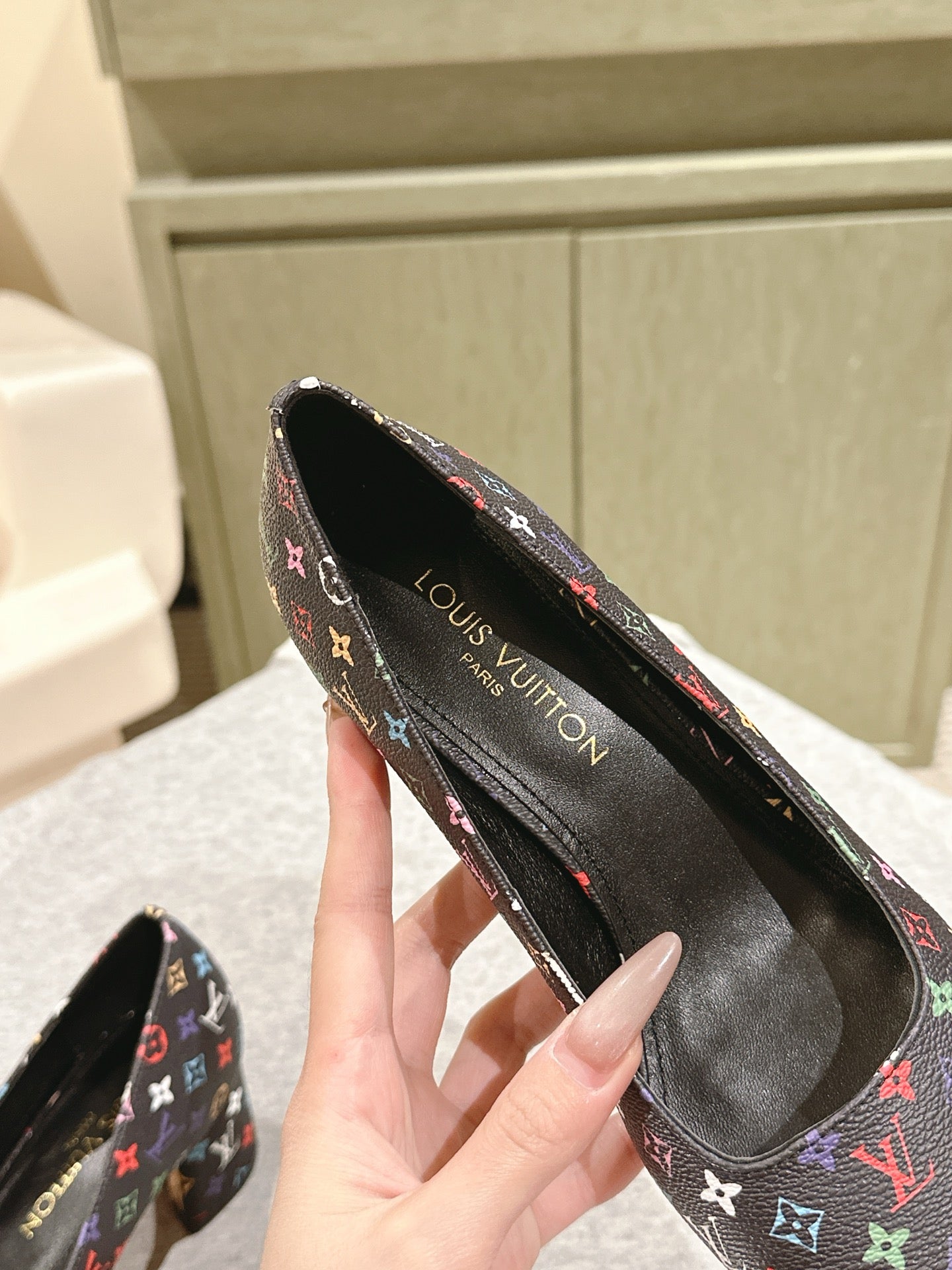 SWING HIGH PUMP 55 MM IN BLACK MONOGRAM CALFSKIN