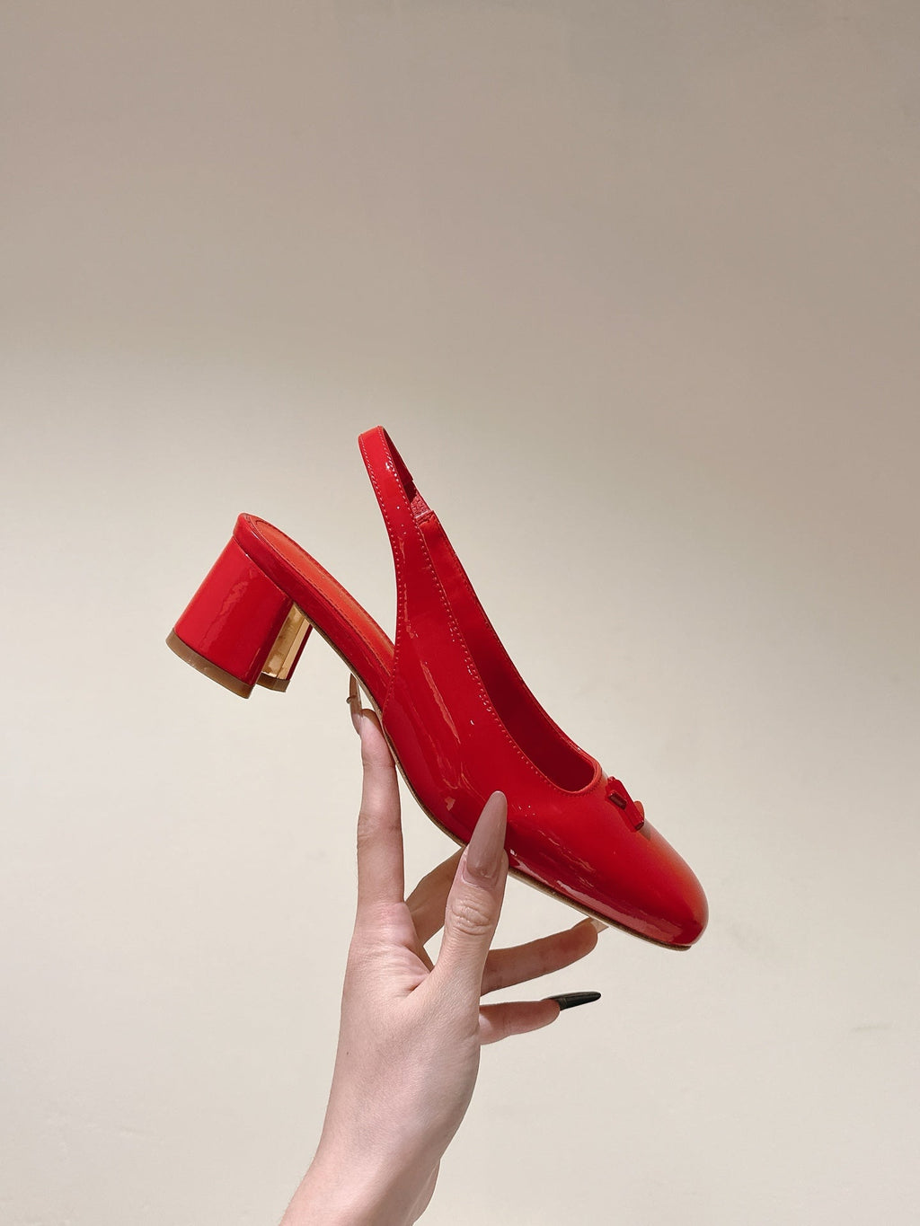 SWING SLINGBACK PUMP 55 MM IN CRIMSON RED CALFSKIN