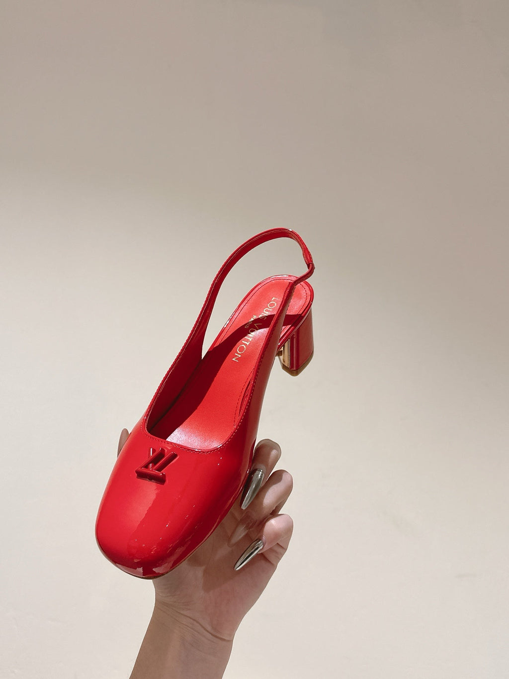 SWING SLINGBACK PUMP 55 MM IN CRIMSON RED CALFSKIN