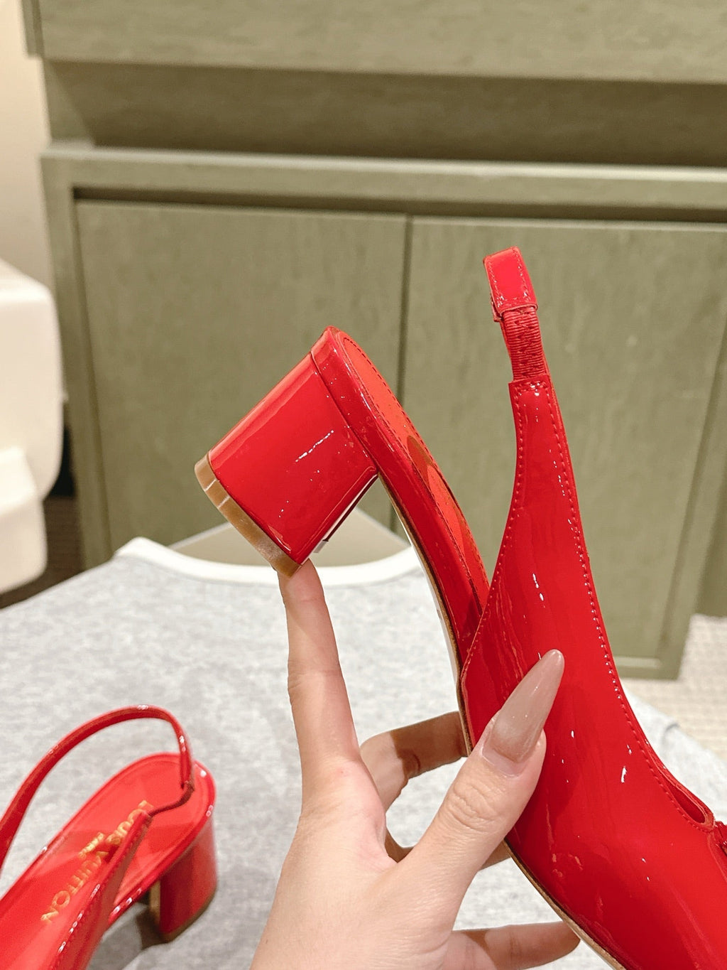 SWING SLINGBACK PUMP 55 MM IN CRIMSON RED CALFSKIN