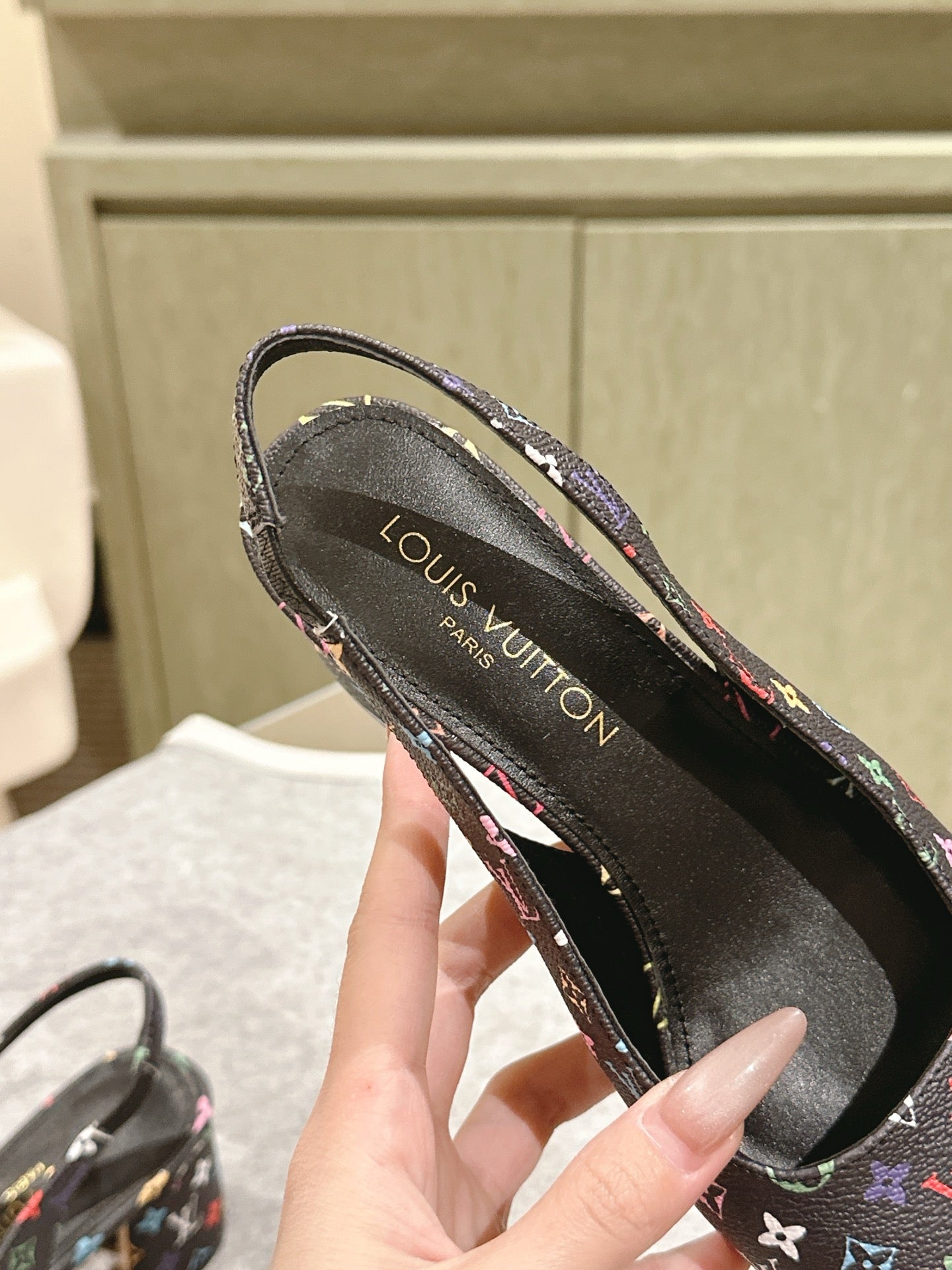 SWING SLINGBACK PUMP 55 MM IN BLACK MONOGRAM CALFSKIN