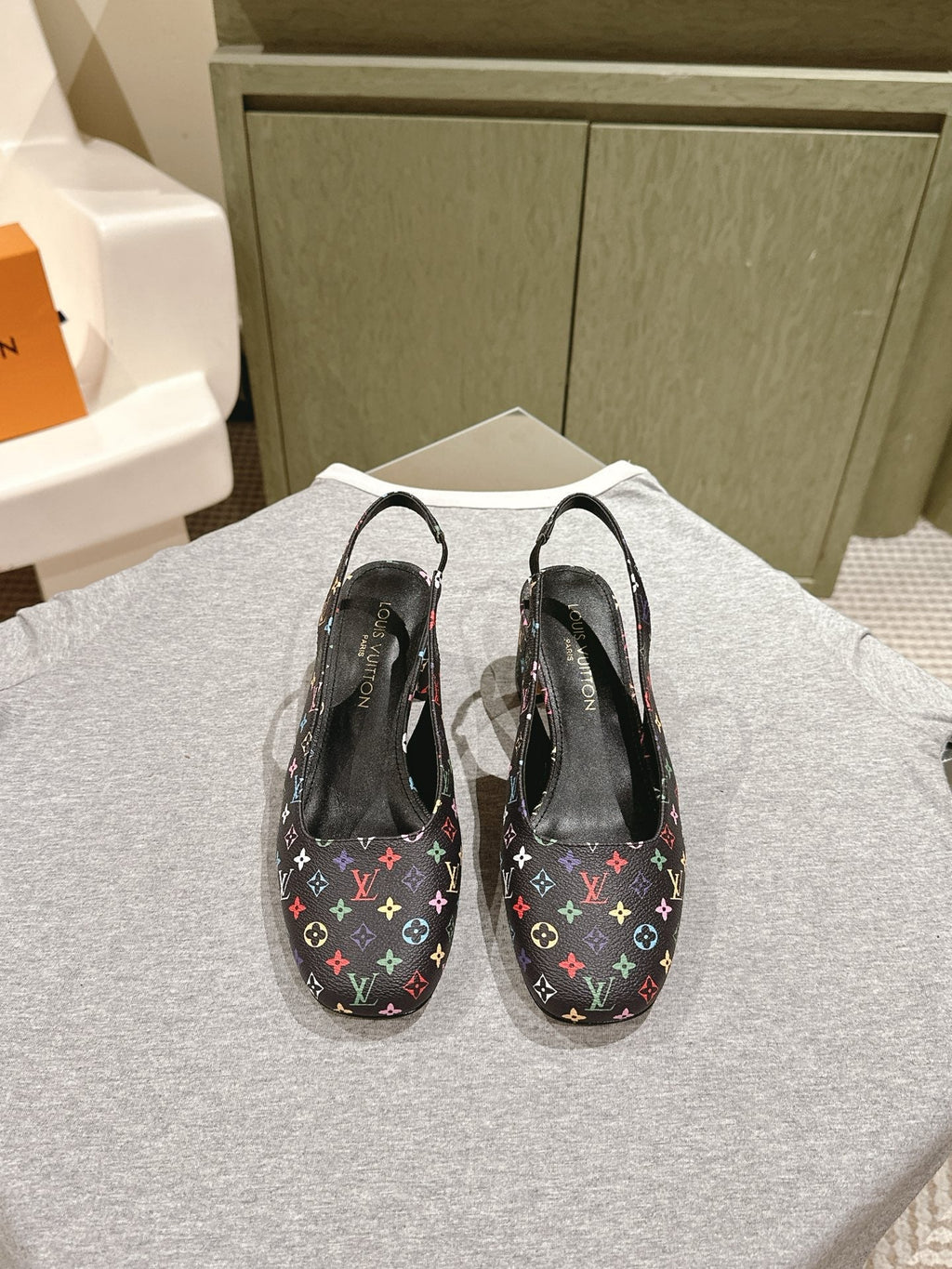 SWING SLINGBACK PUMP 55 MM IN BLACK MONOGRAM CALFSKIN