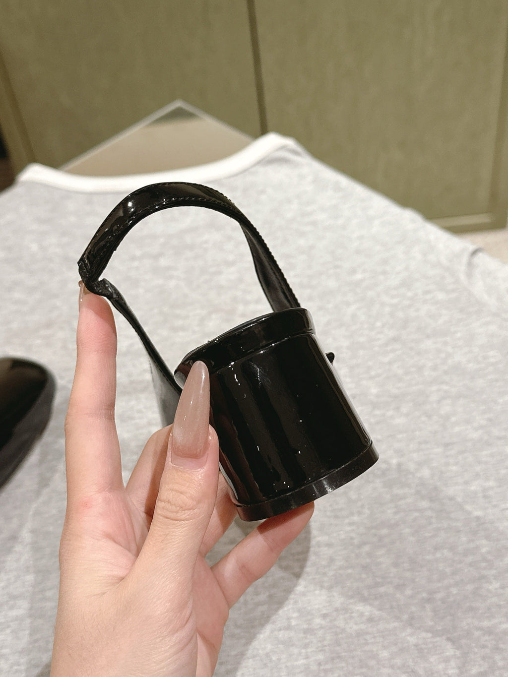 SWING SLINGBACK PUMP 55 MM IN BLACK PATENT CALFSKIN