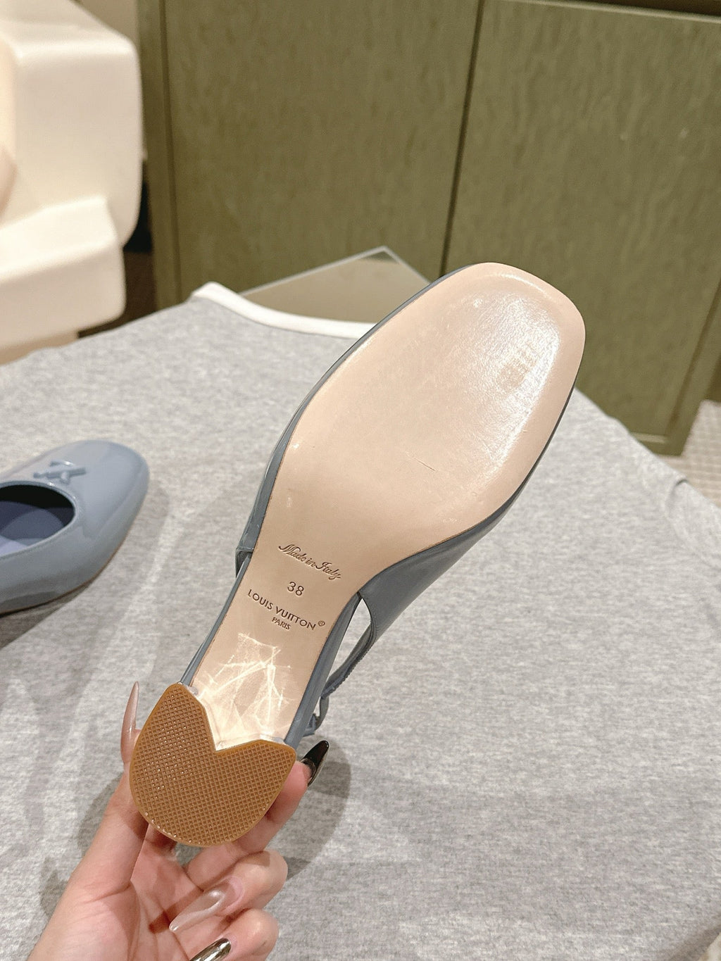 SWING SLINGBACK PUMP 55 MM IN ICE BLUE PATENT CALFSKIN