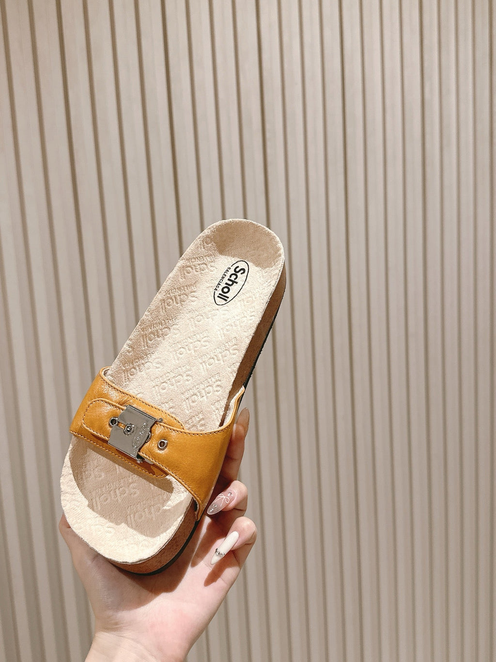 BALENCIAGA 25S SCHOLL SLIDES IN DARK ORANGE PU LEATHER WITH SILVER HARDWARE