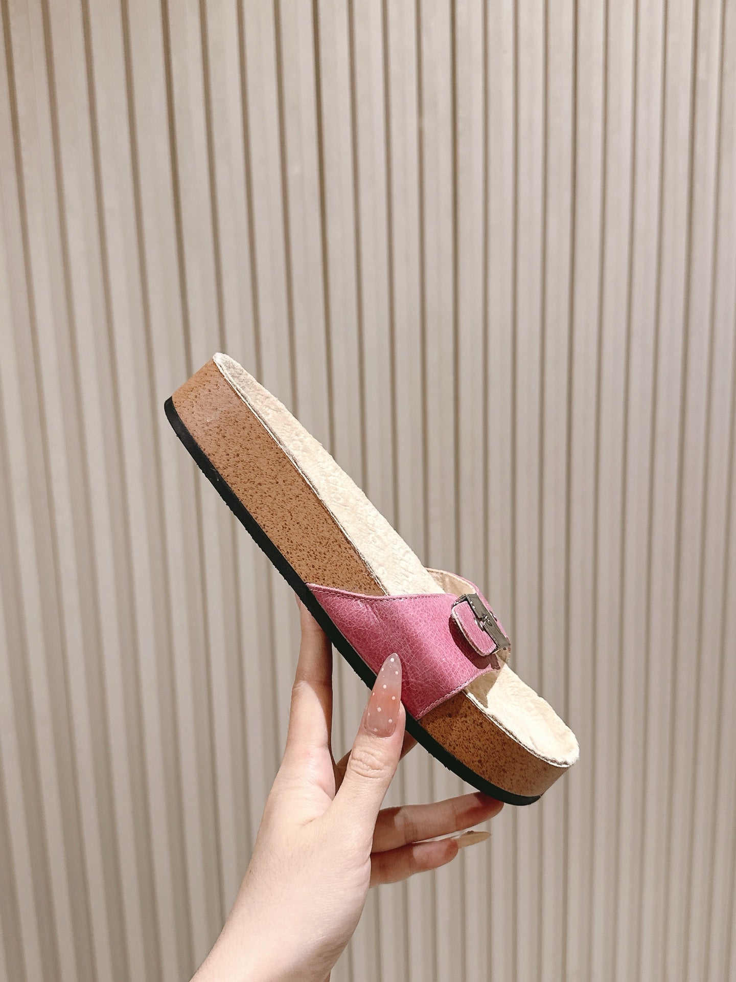 BALENCIAGA 25S SCHOLL SLIDES IN PINK PU LEATHER WITH SILVER HARDWARE